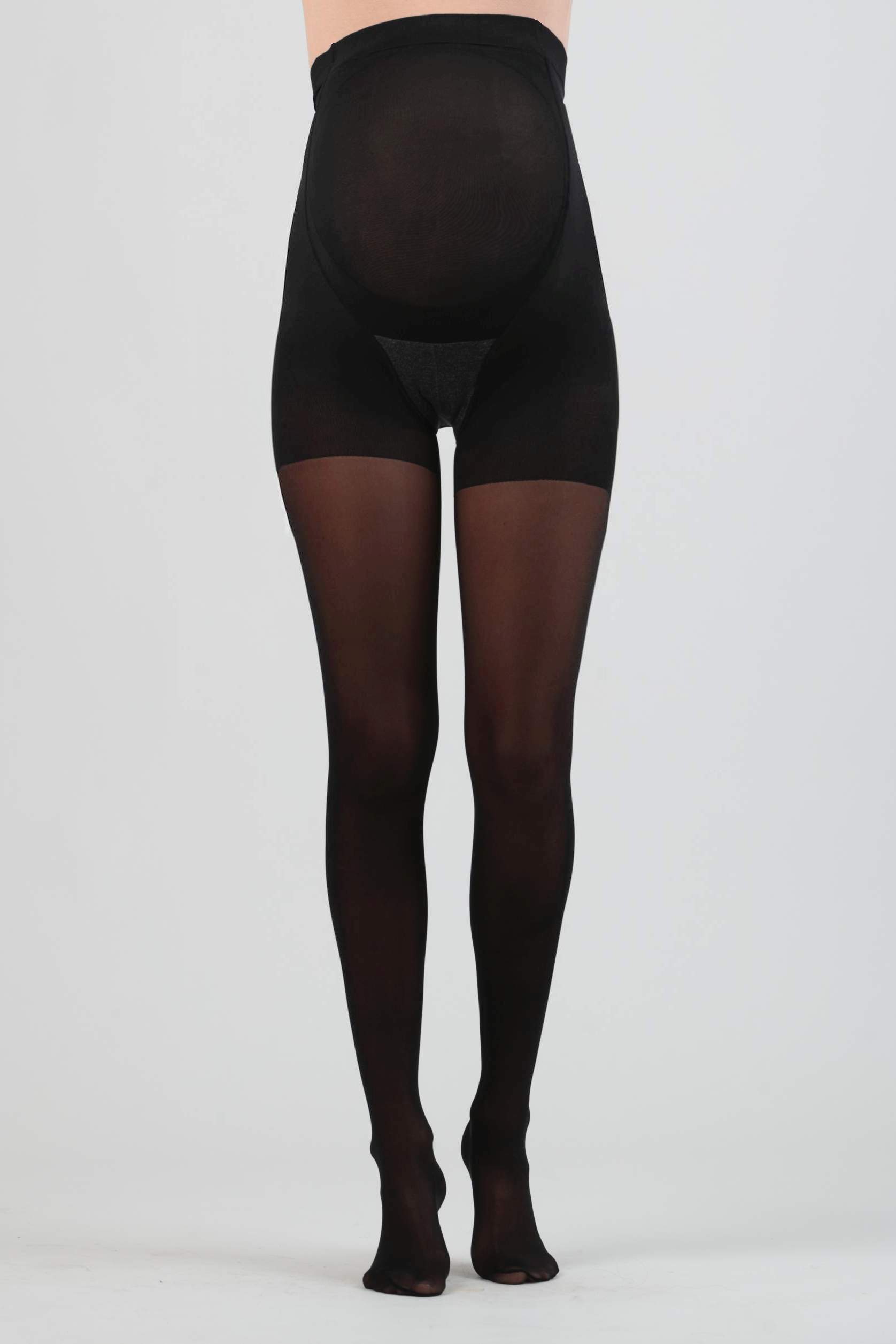 40 Den Push-Up Maternity Tights in Microfiber (Nero)