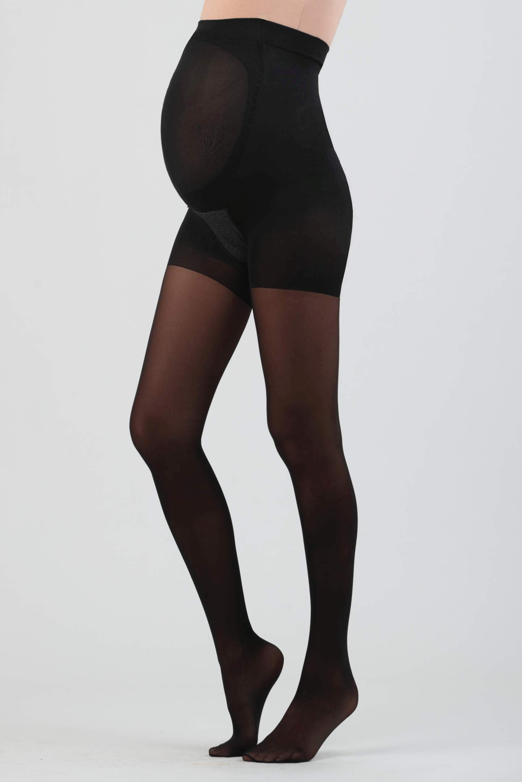 40 Den Push-Up Maternity Tights in Microfiber (Nero)