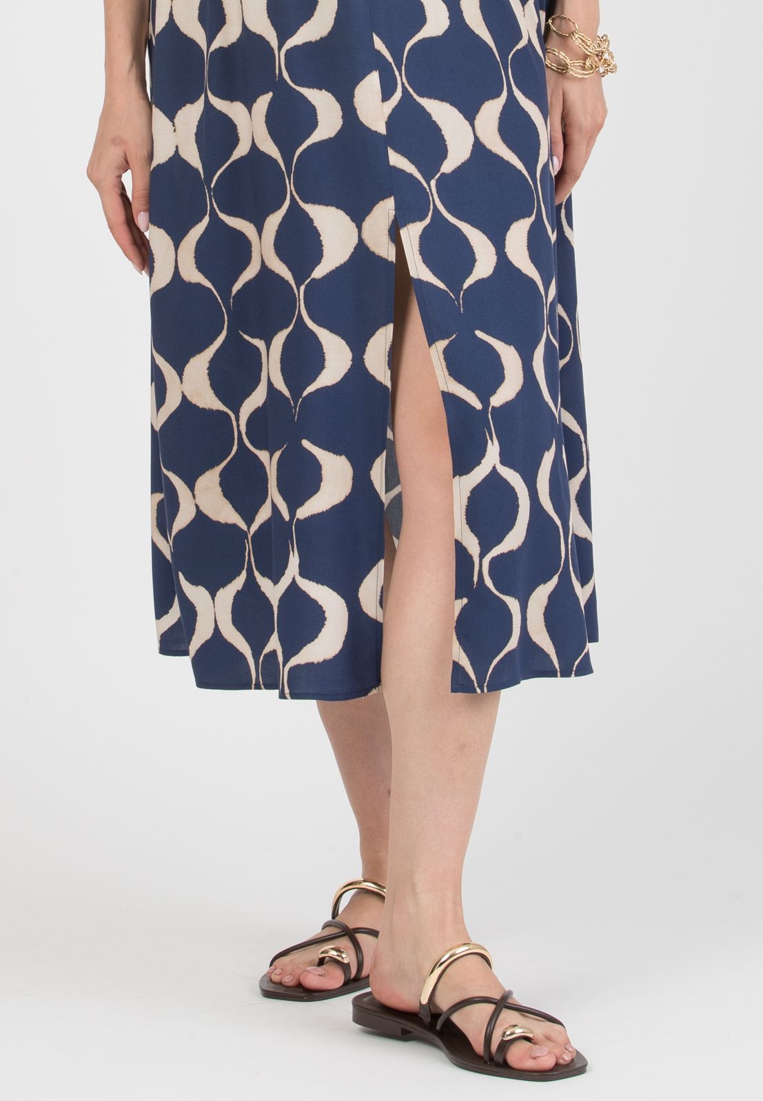 RAYA - Maternity & Nursing Dress in Printed Viscose (Blu)