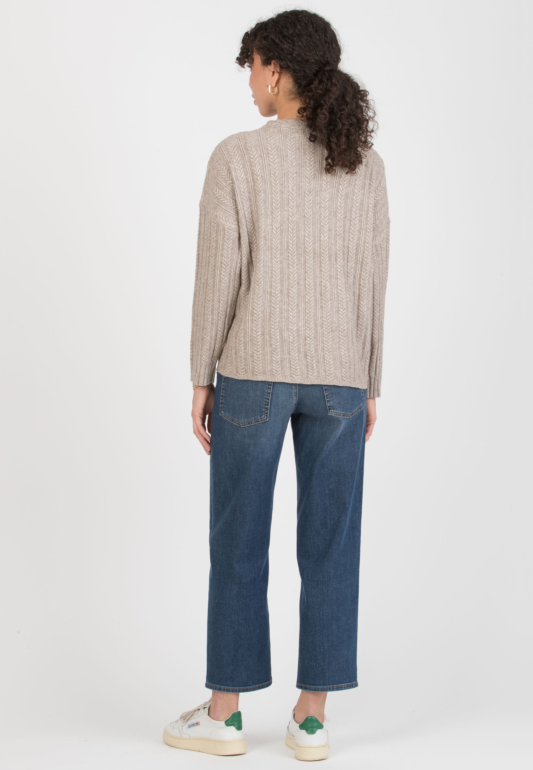 NATALIA - Maternity Cable Knit Jumper with V-neck (Sabbia)