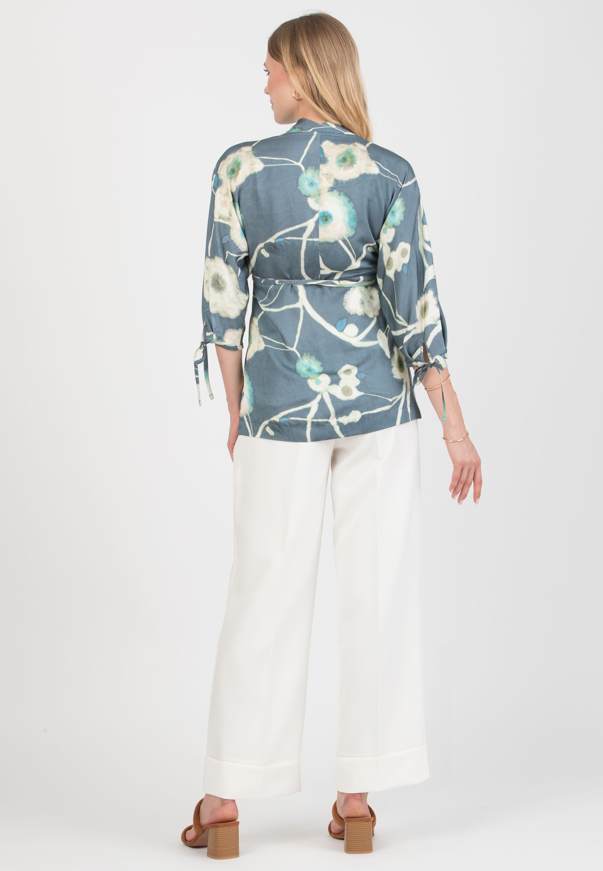 VIOLA M – Maternity Kimono Blouse in Viscose with Tie Details (Denim)