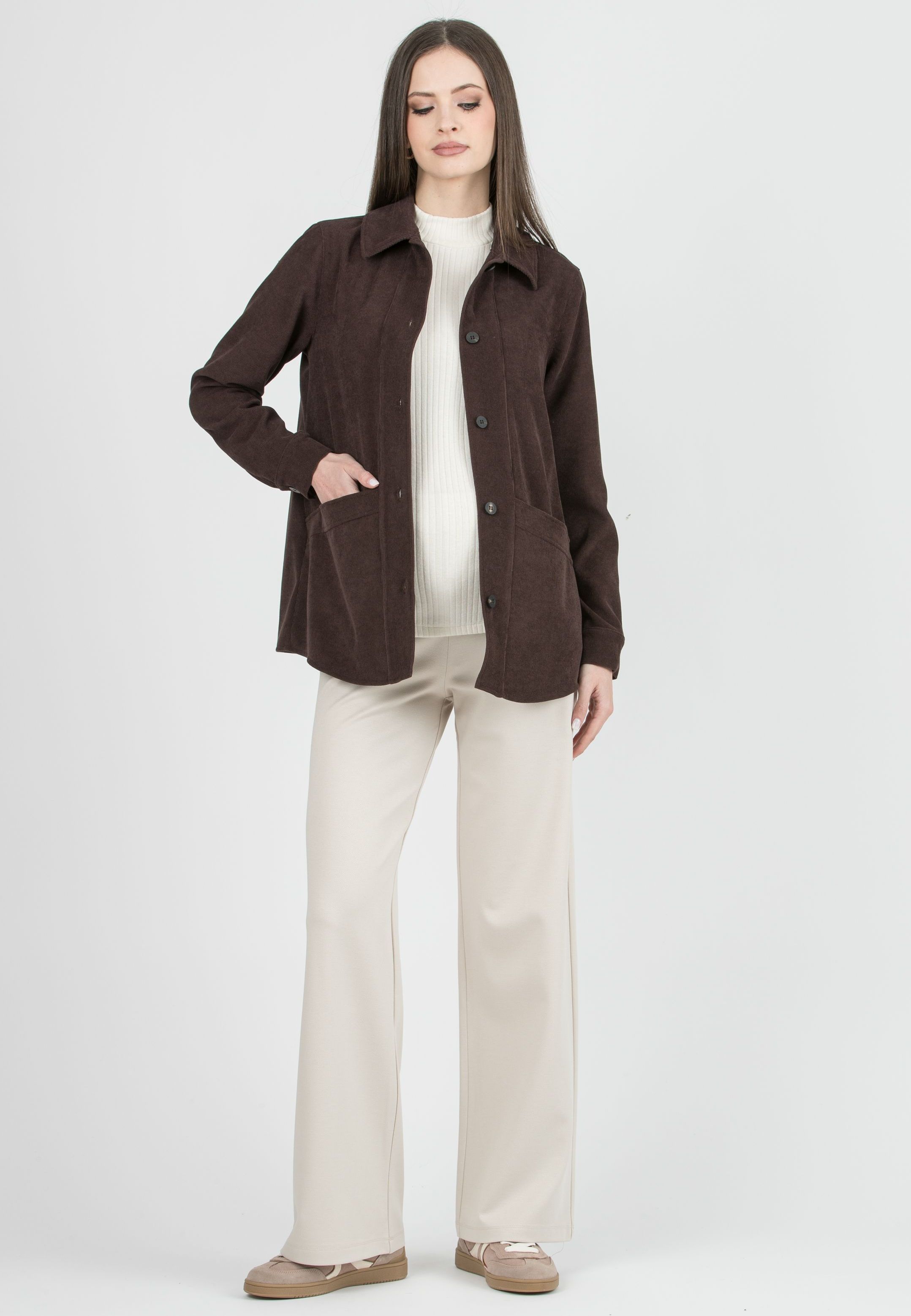 KIMBERLY - Maternity trousers in Diagonal Ponte Fabric (Avorio)