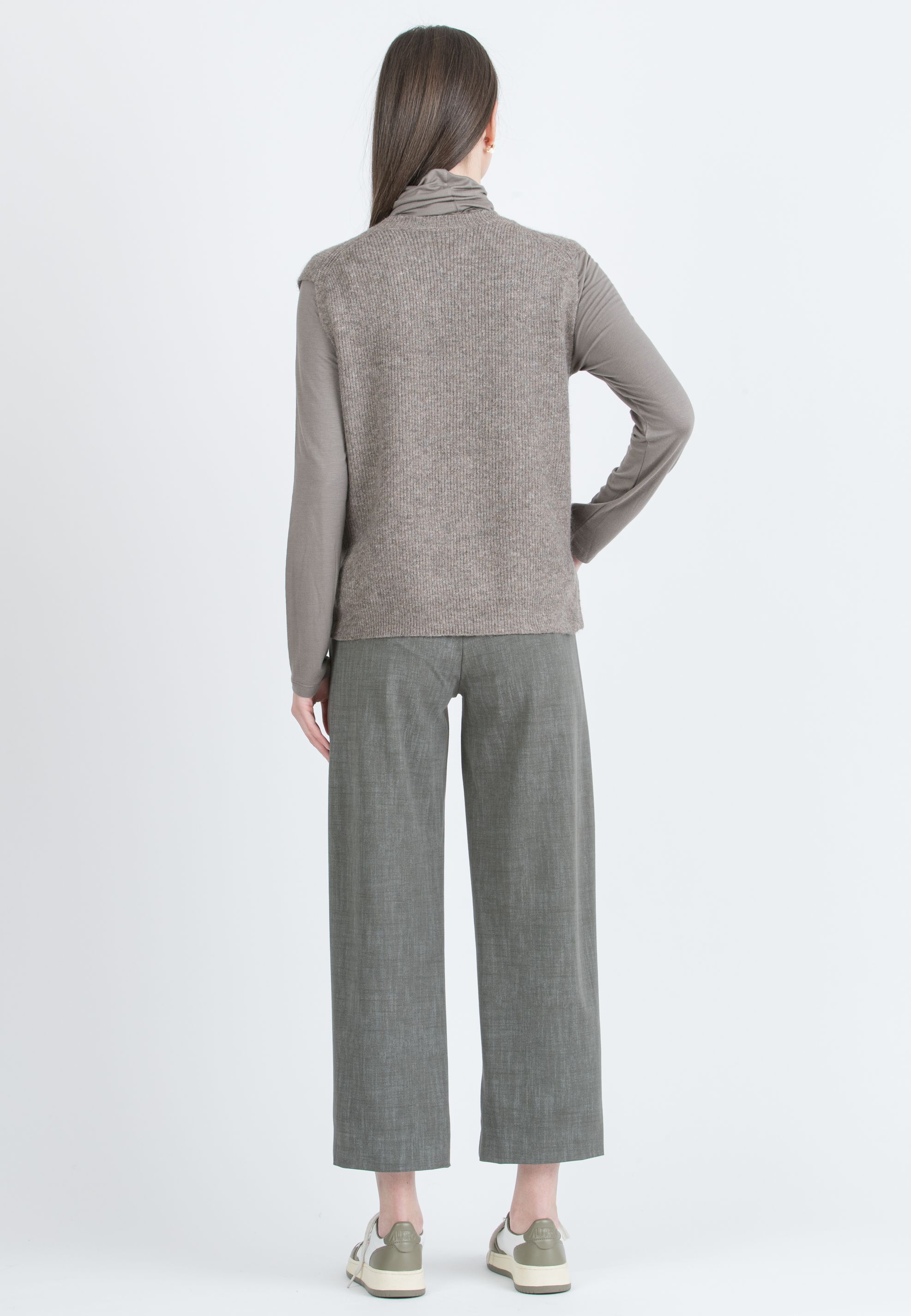 EVAN - Wide-leg Cropped Maternity Trousers with Adjustable Button Waist (Verde Militare)