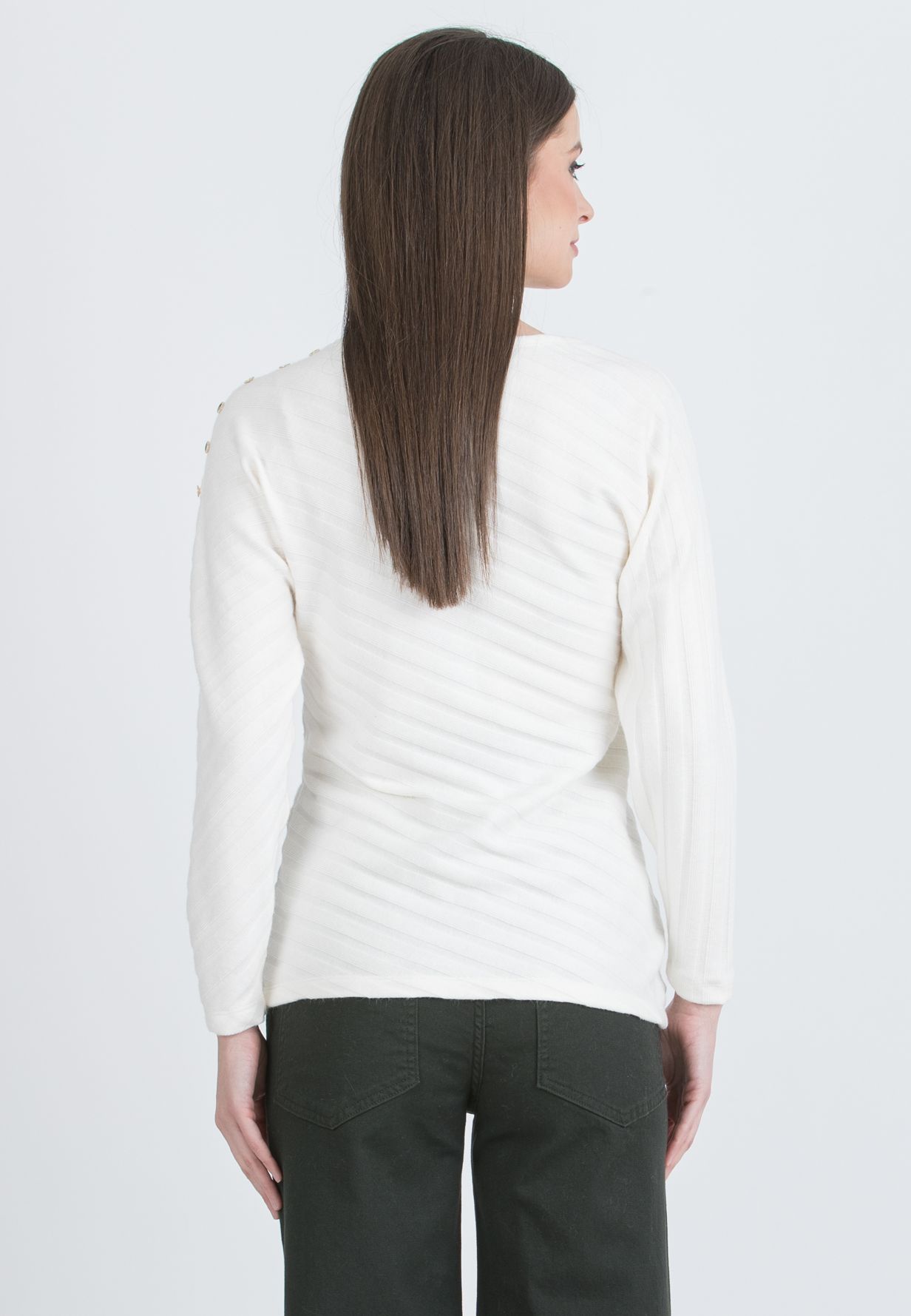 WANDA – Maternity Ribbed Jumper with Removable Scarf (Naturale)