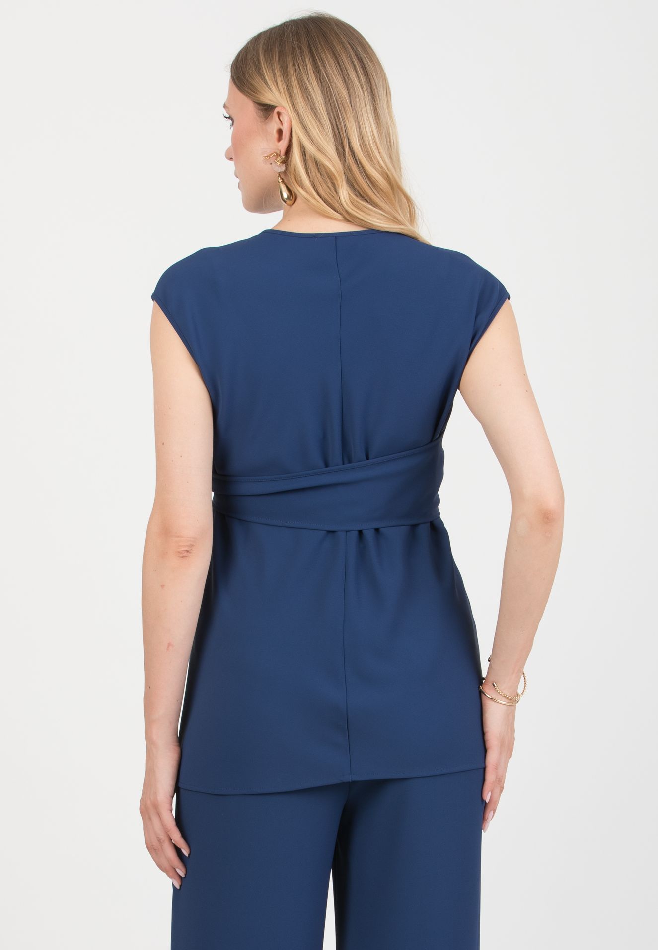 CLARISSA M – Maternity & Nursing Bias-Cut Top in Cady (Blu Tampone)