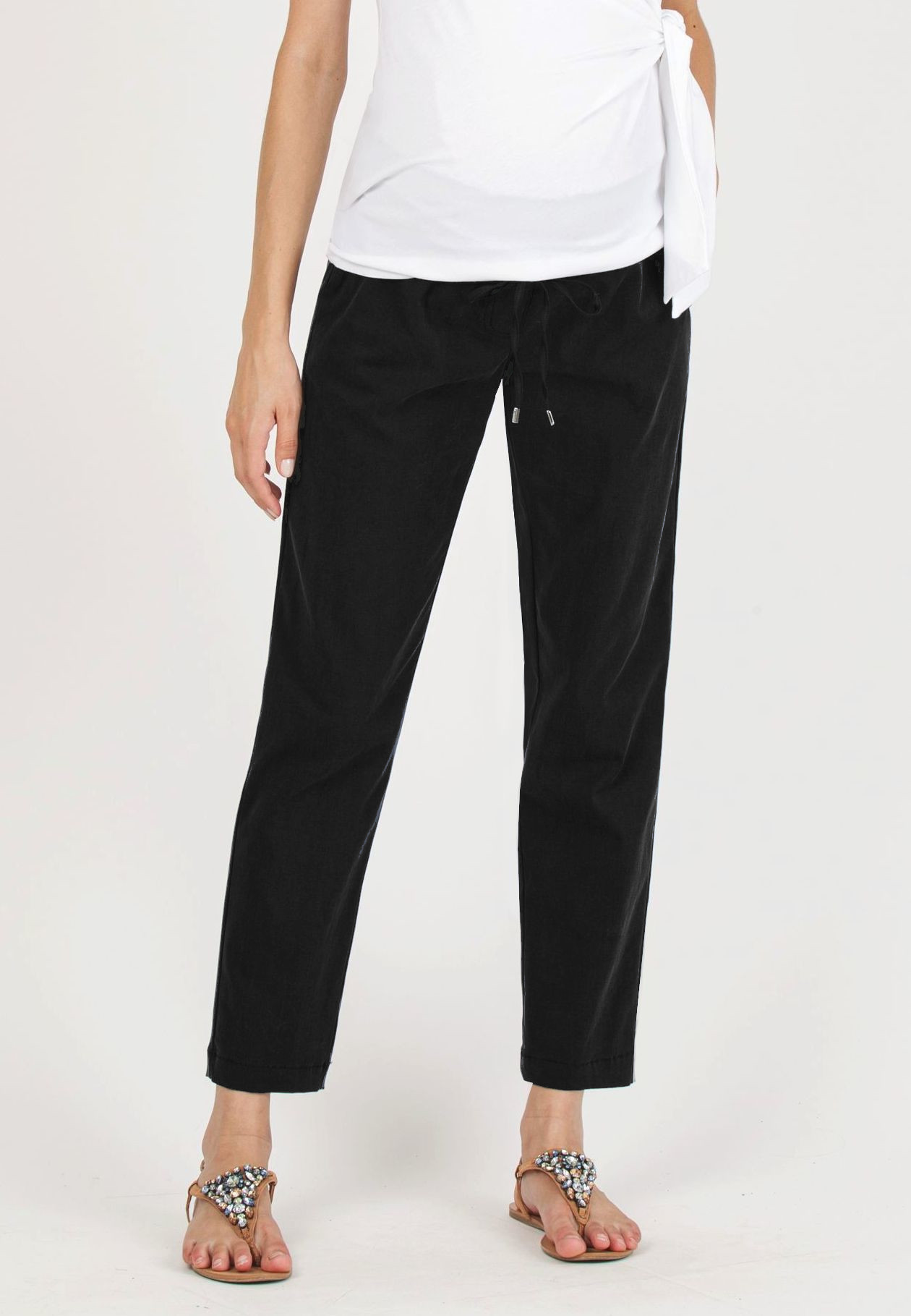STEPH - Maternity Trousers in Soft Tencel Gabardine (Nero)
