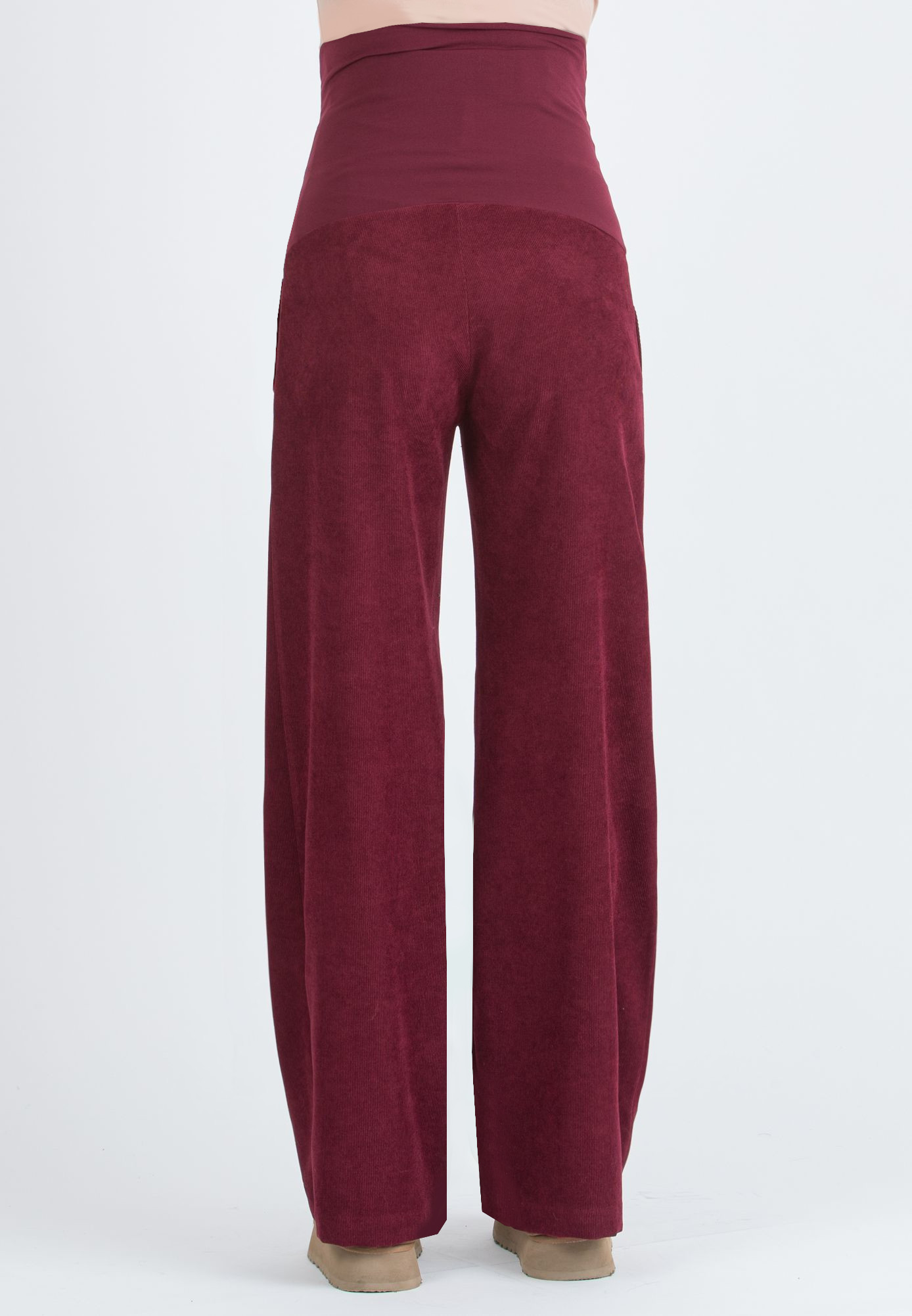 WINONA V - Palazzo Maternity Trousers in Soft Corduroy (Bordeaux)