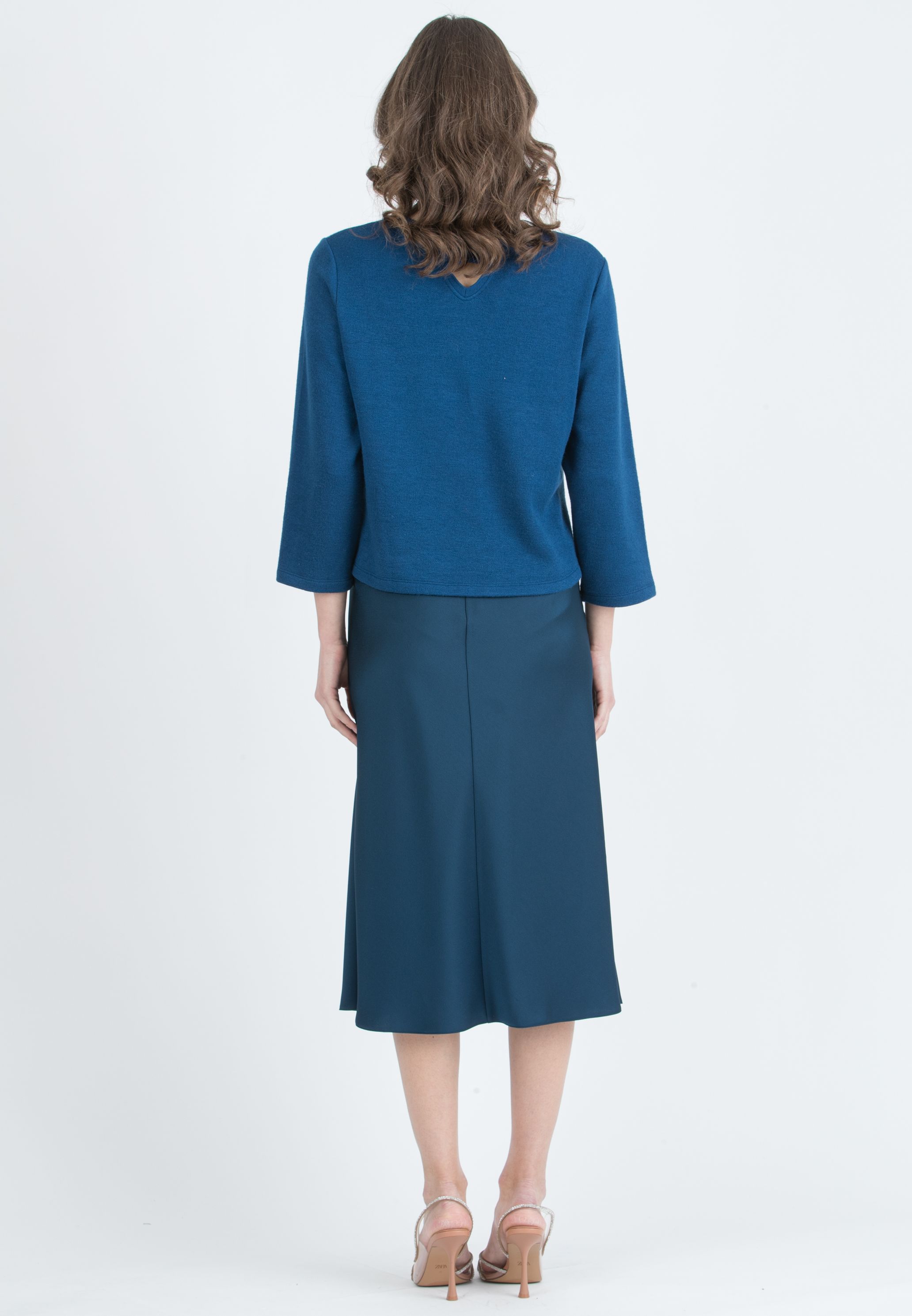 PIA – Flared Maternity Skirt in Satin (Blu)