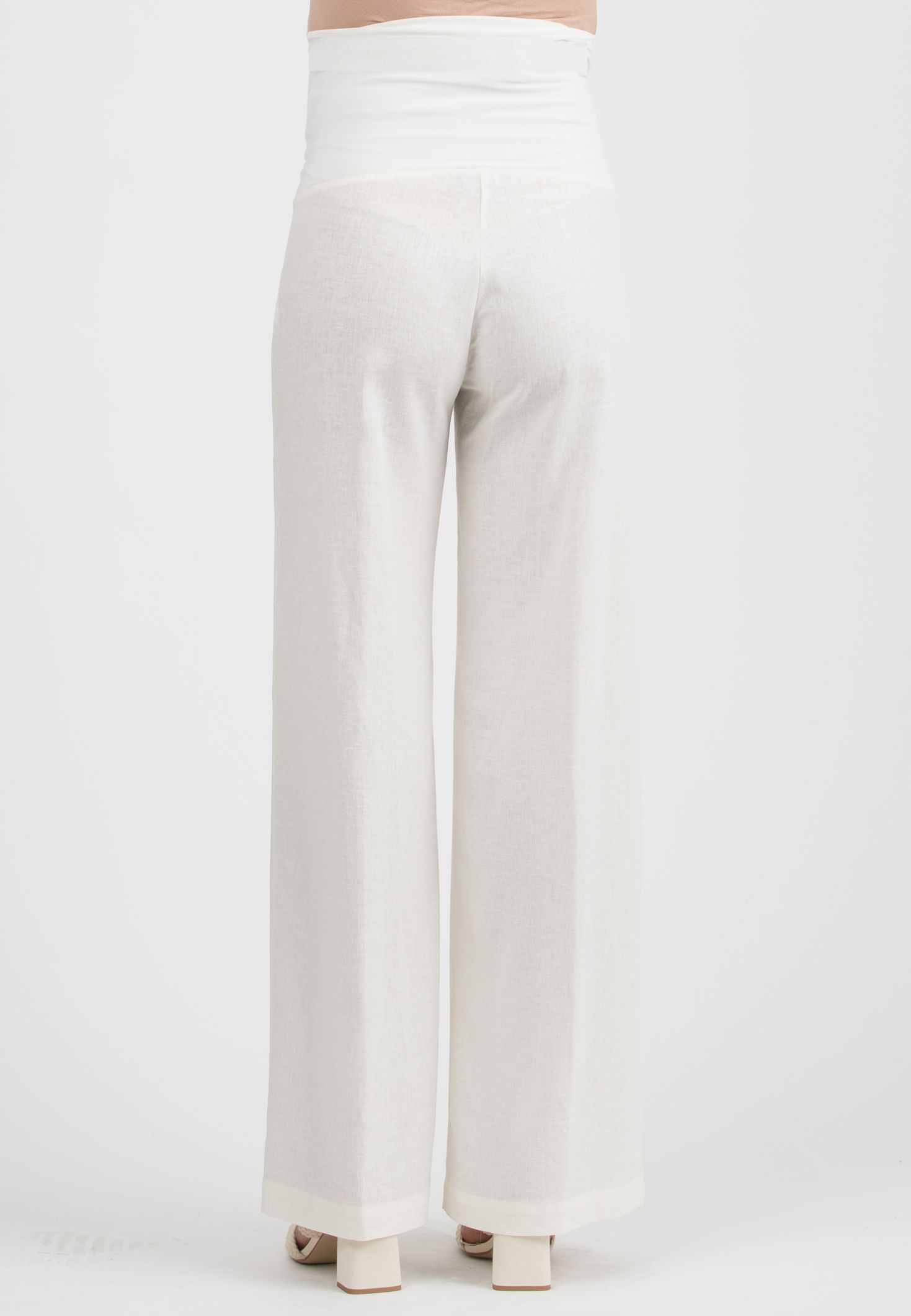 WINONA L - Maternity Palazzo Linen Trousers (Bianco  Ottico)