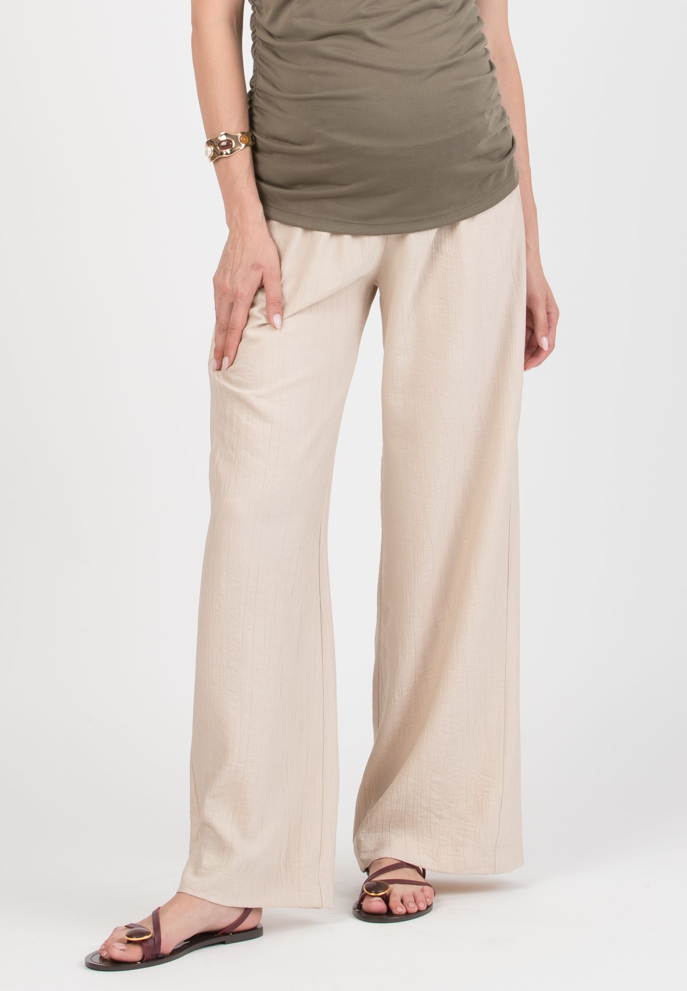 GUENDALINA LG - Maternity Palazzo Trousers in Viscose (Naturale)