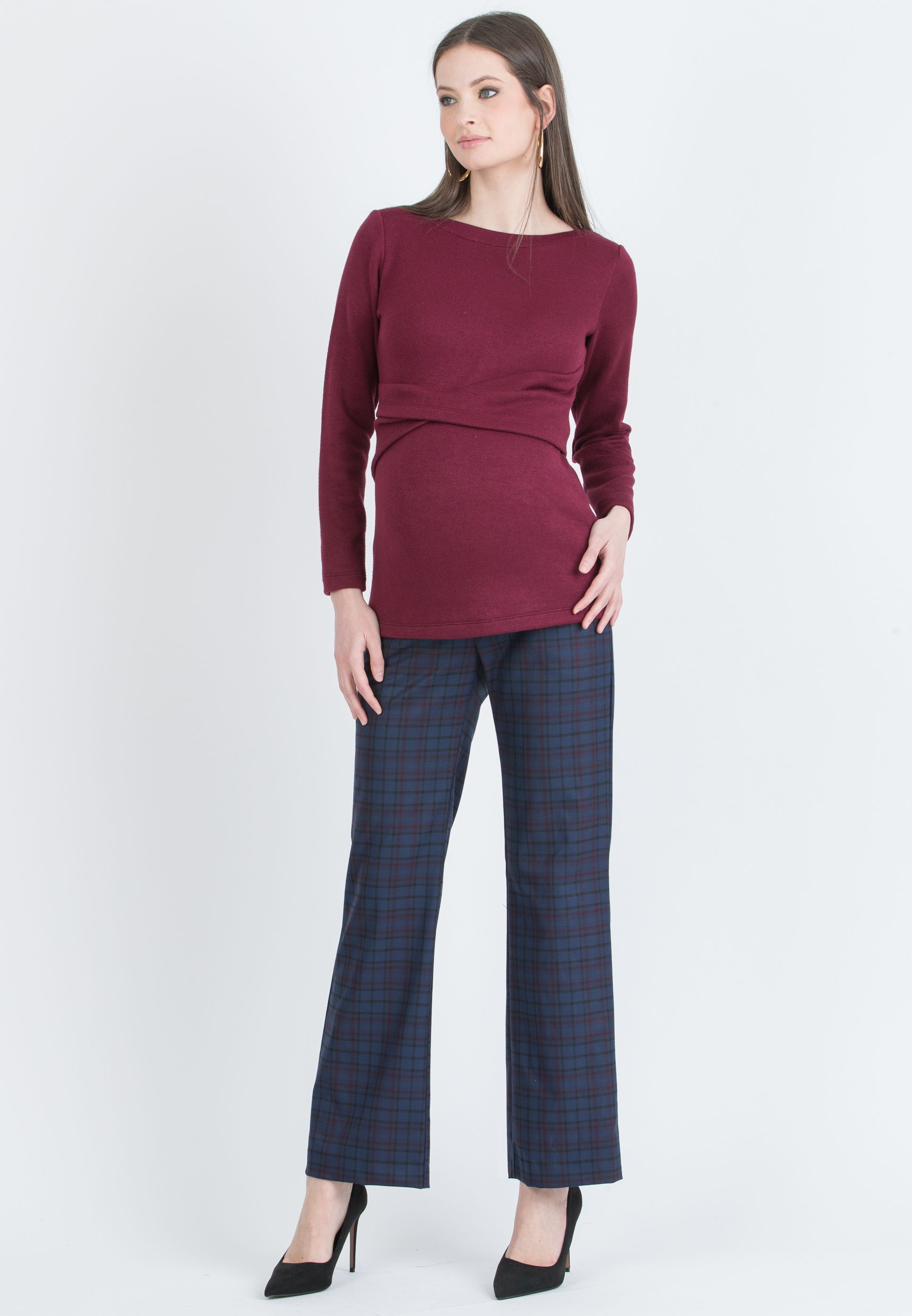 ALEX – Maternity Trousers in Patterned Fabric (Blu)