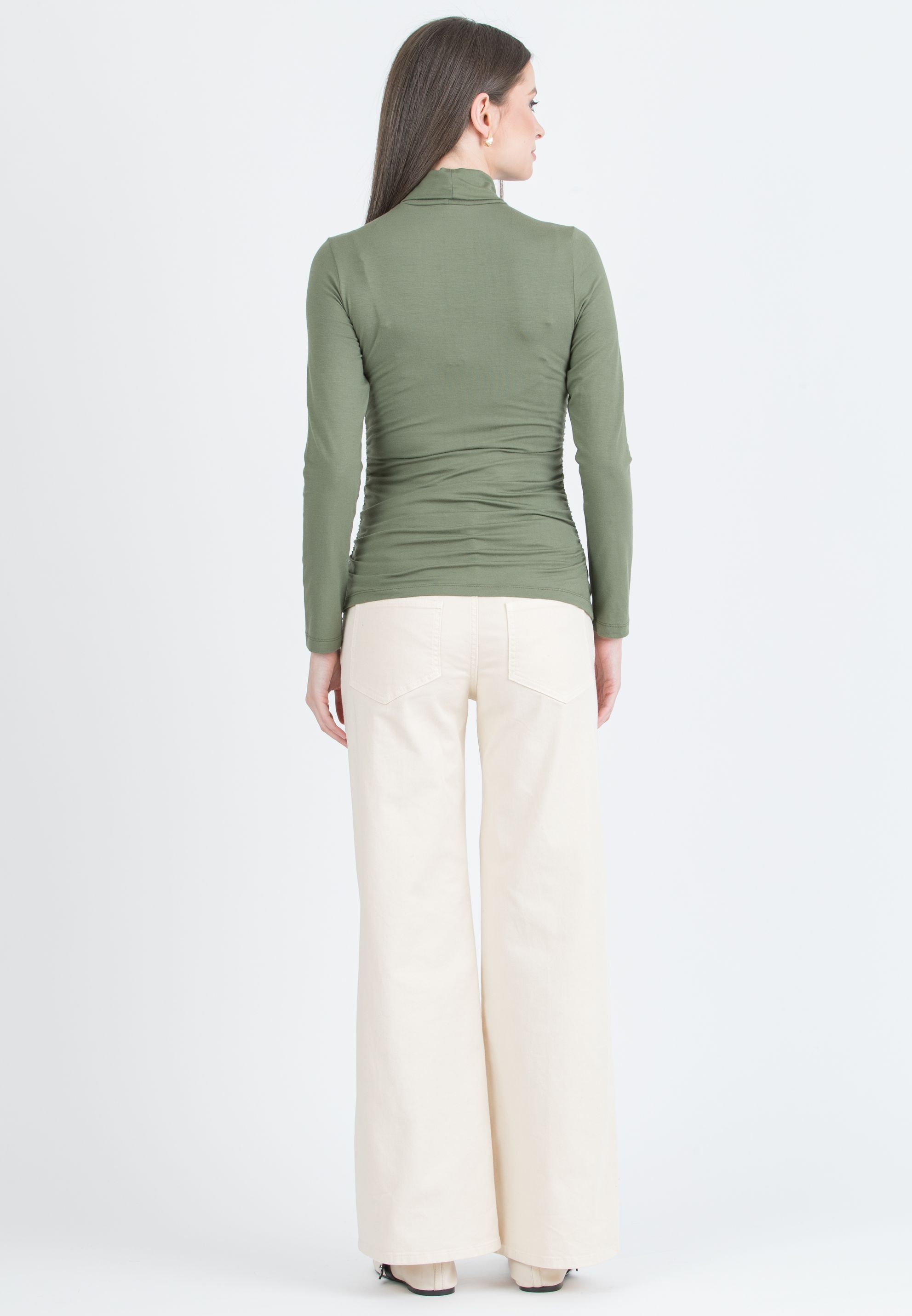 LARA – Lupetto Premaman in Jersey Elasticizzato (Verde Militare)