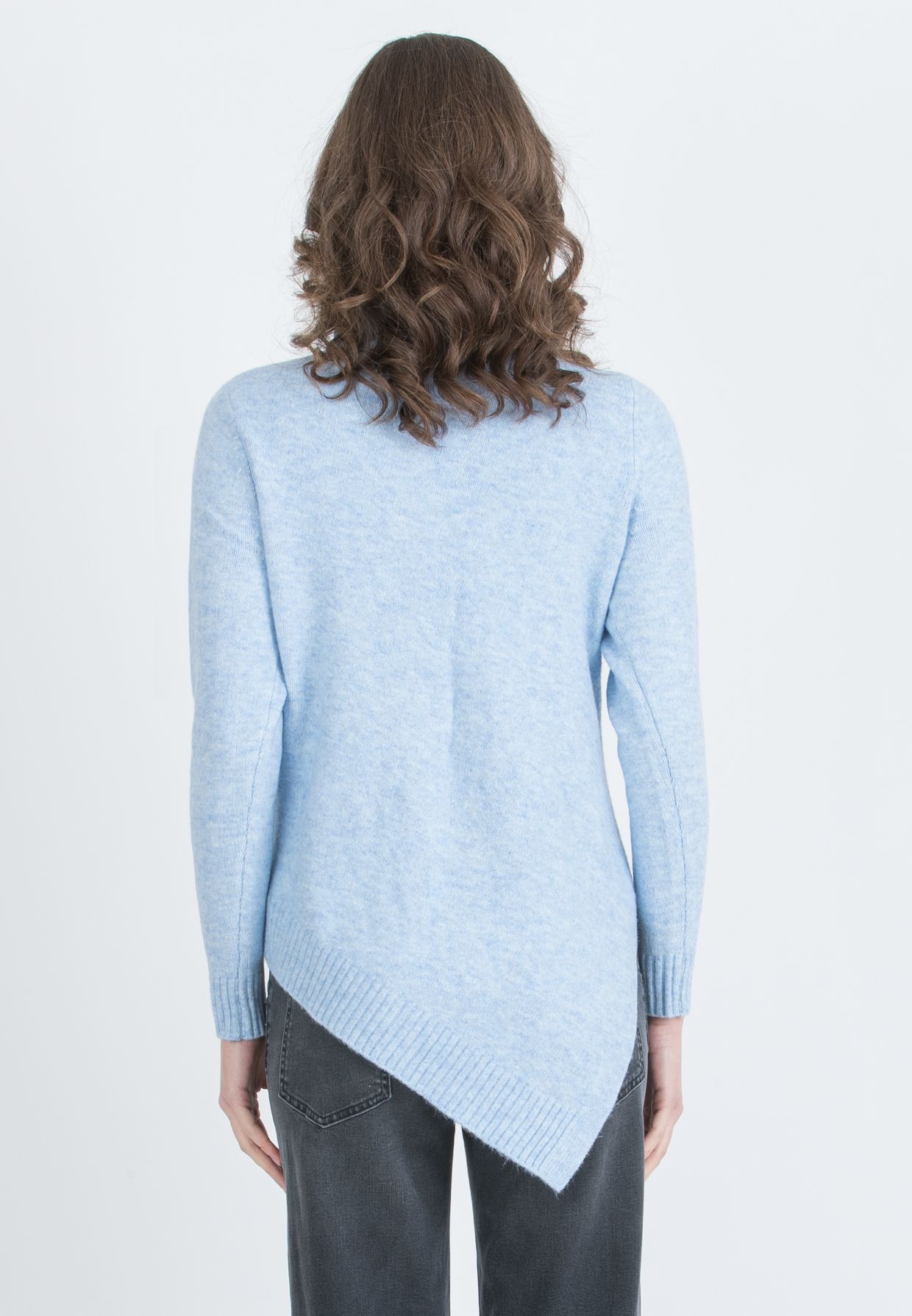 ANDREA - Asymmetric Maternity Jumper with Turtleneck and Cable Knit Detail (Azzurro)