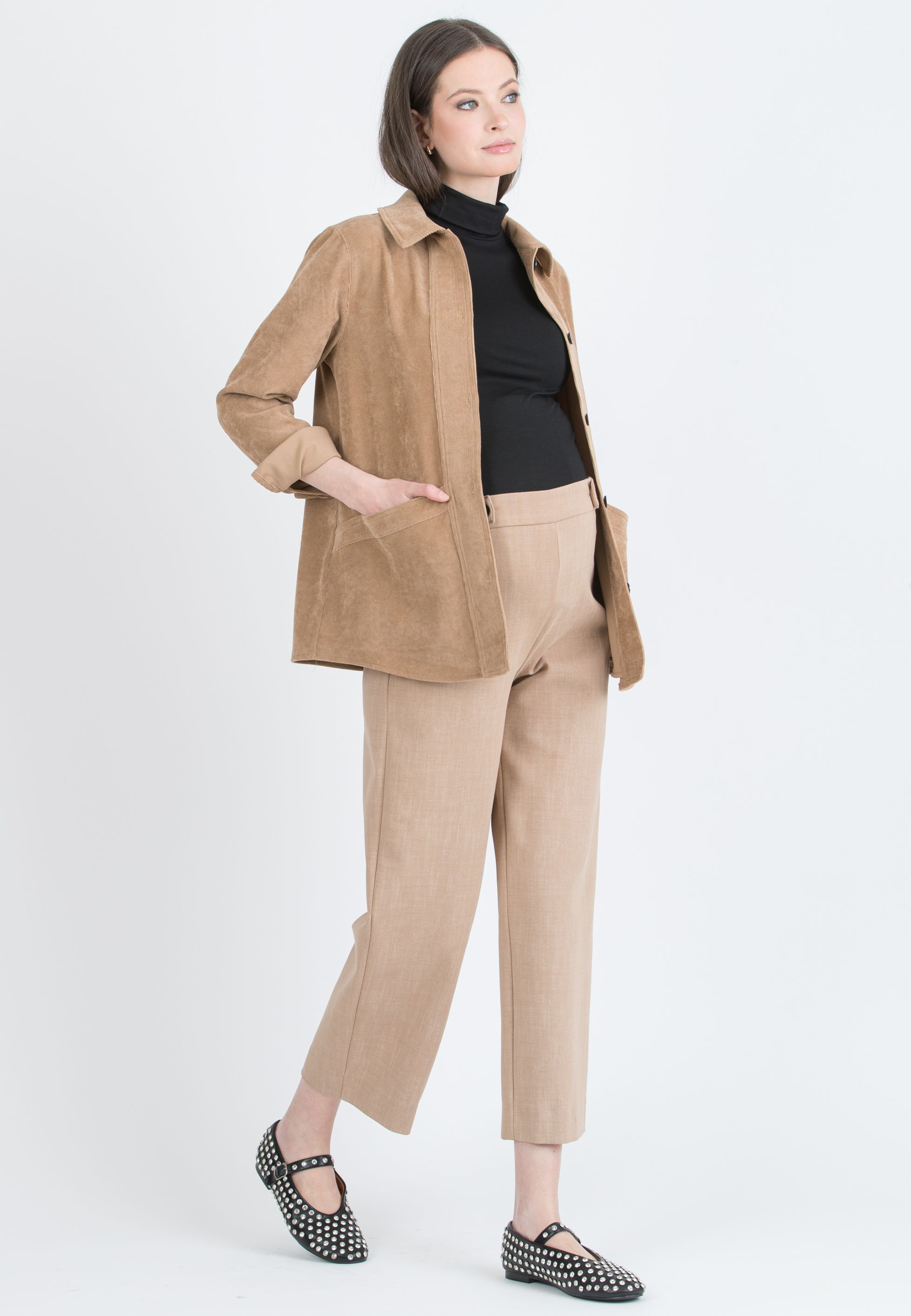 ELETTRA – Maternity Jacket in Velvet (Cammello)