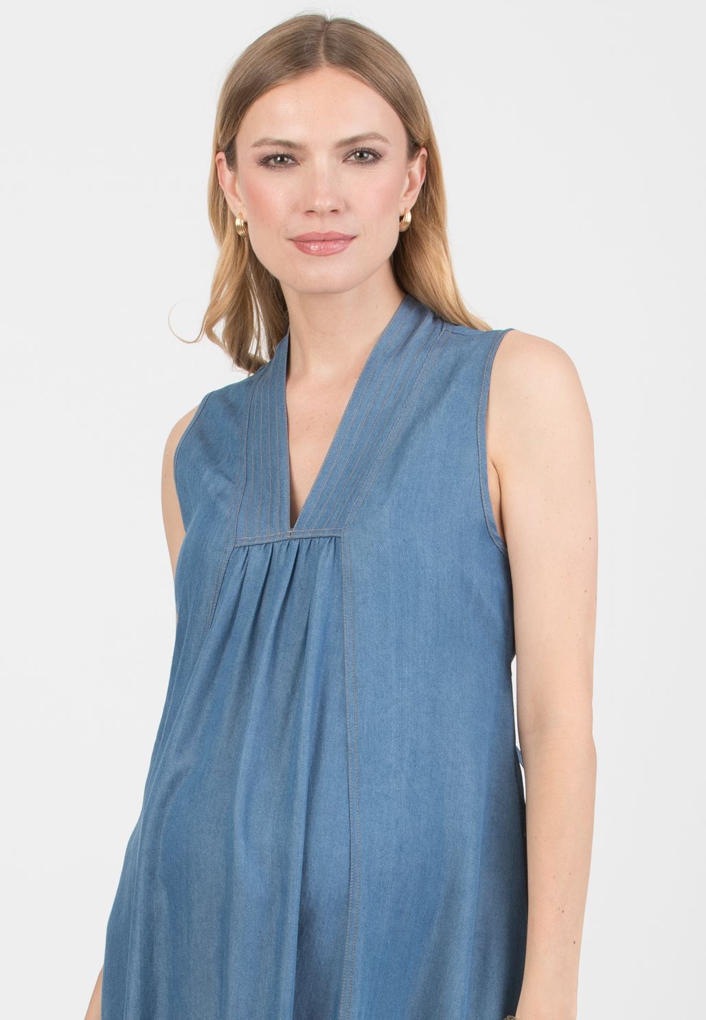 PIPPA – Maternity Lyocell Dress with Denim Effect (Denim)