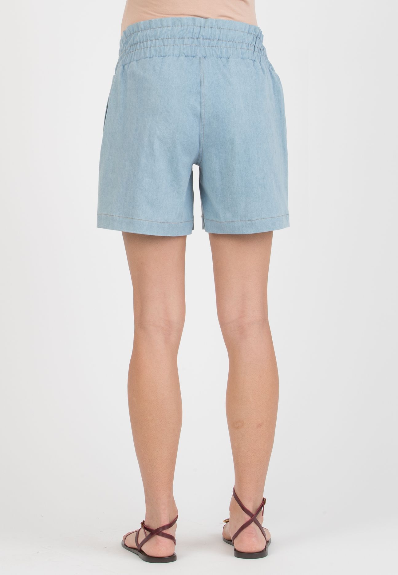 SIBILLA – Maternity Denim Shorts with Elastic Waist (Azzurro)