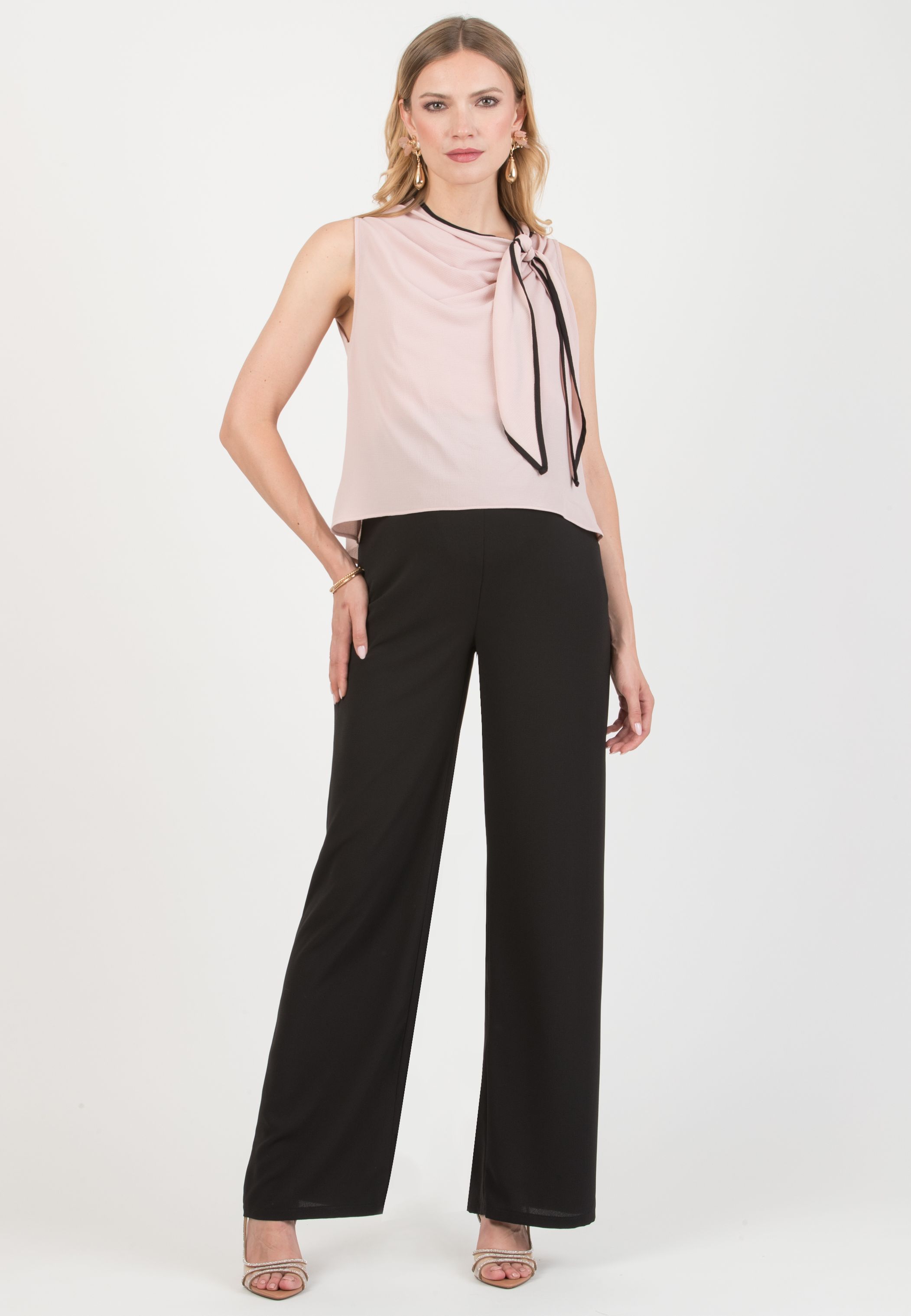 NATASHA – Maternity & Nursing Crepe Jumpsuit with Bow Detail (Cipria)