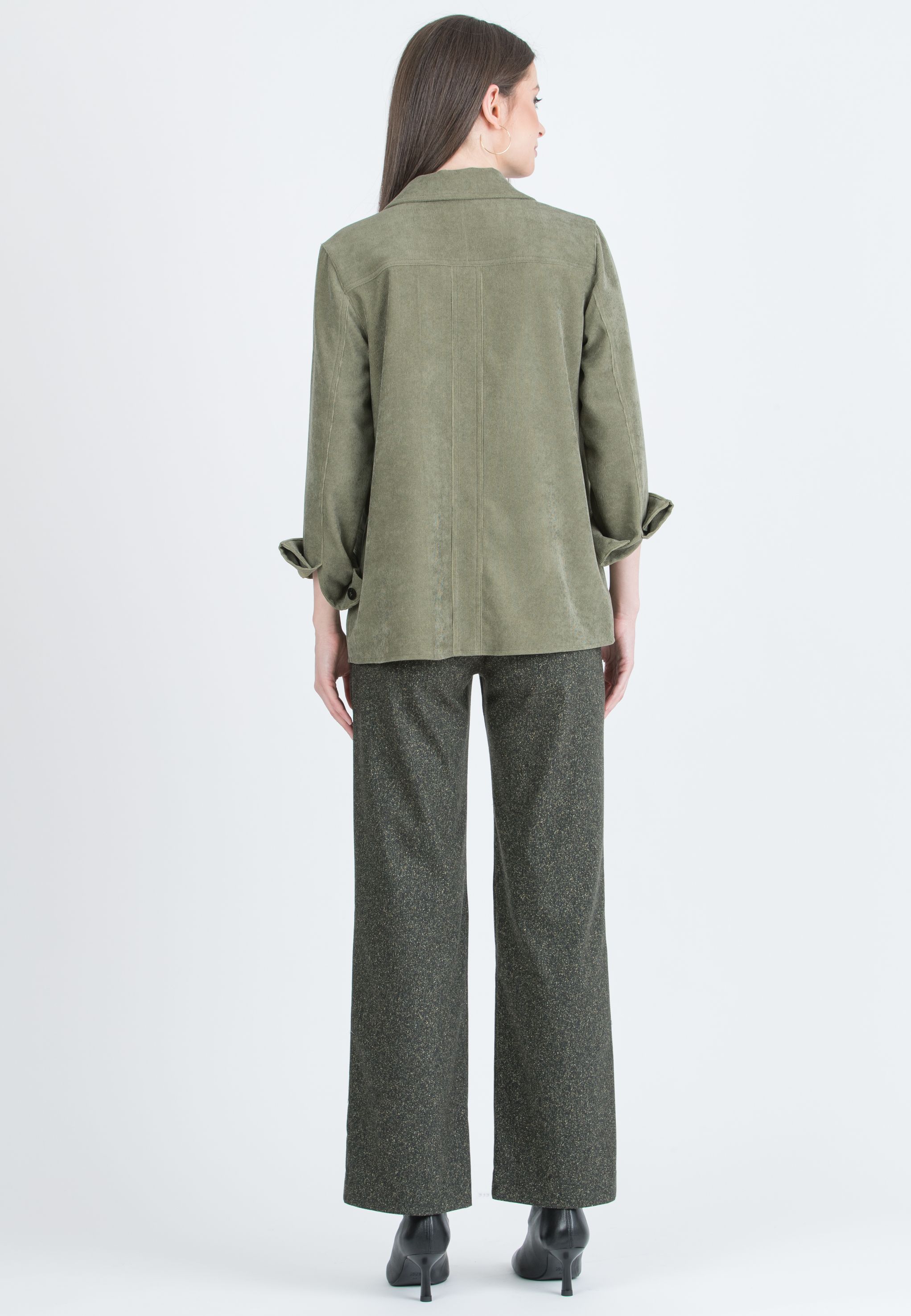 ELETTRA – Maternity Jacket in Velvet (Verde Militare)