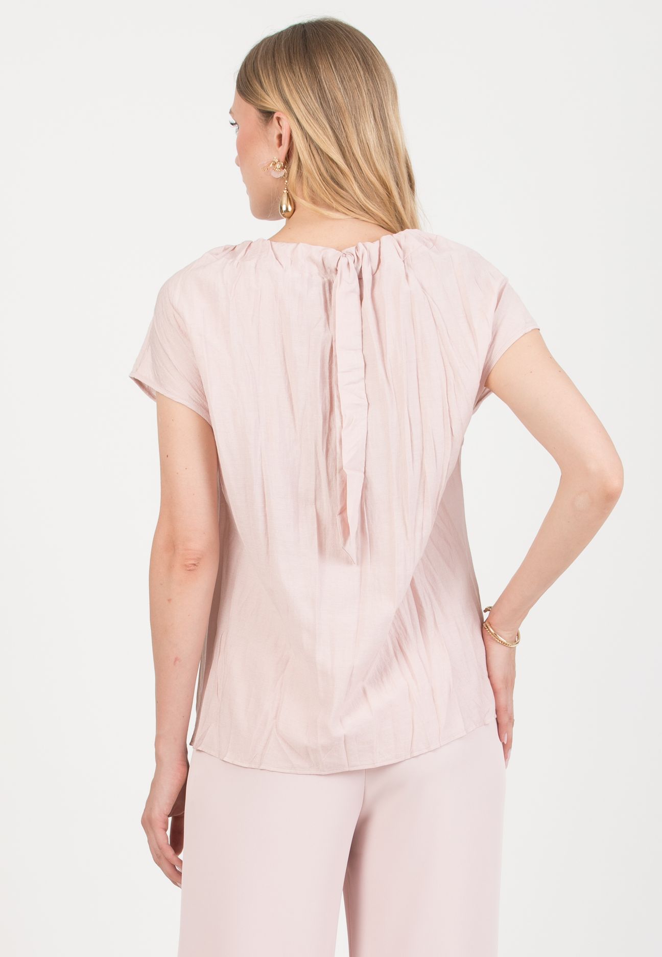 LOLA - Maternity Blouse in Crinkled Viscose (Rosa)