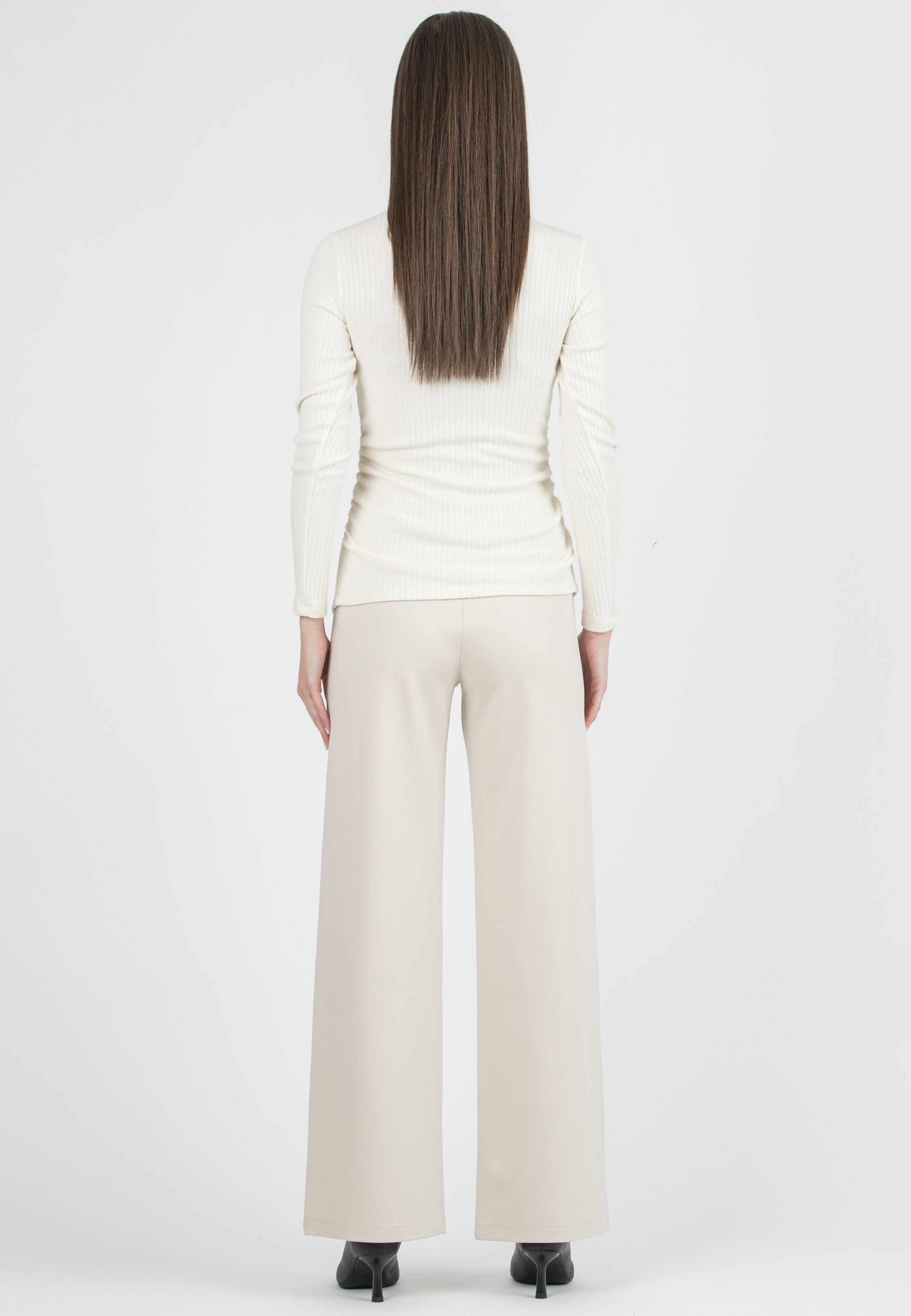 KIMBERLY - Maternity trousers in Diagonal Ponte Fabric (Avorio)