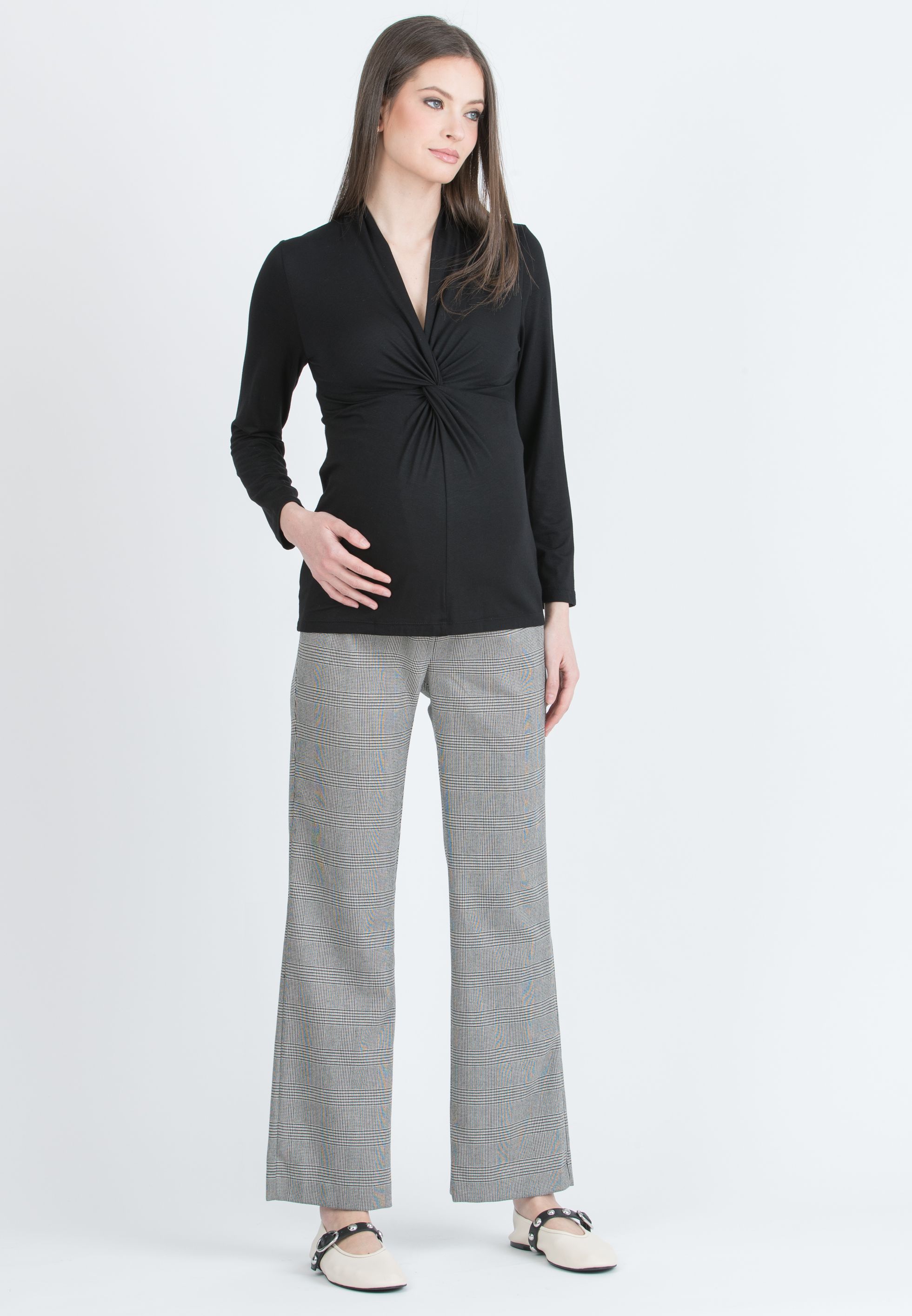 ALEX – Maternity Trousers in Patterned Fabric (Nero)