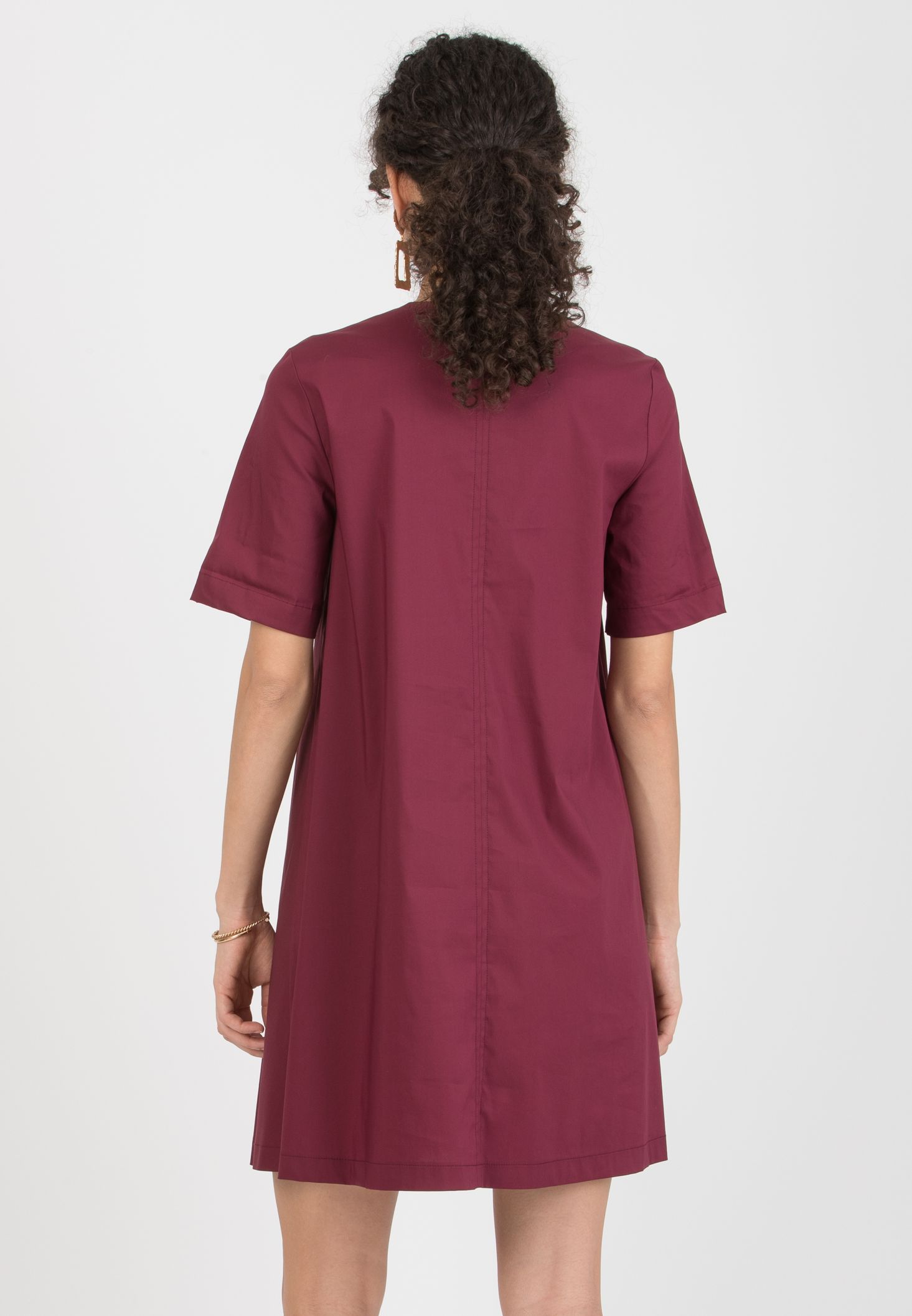 JULIET - Maternity & Nursing Dress in Stretch Cotton (Bordeaux)