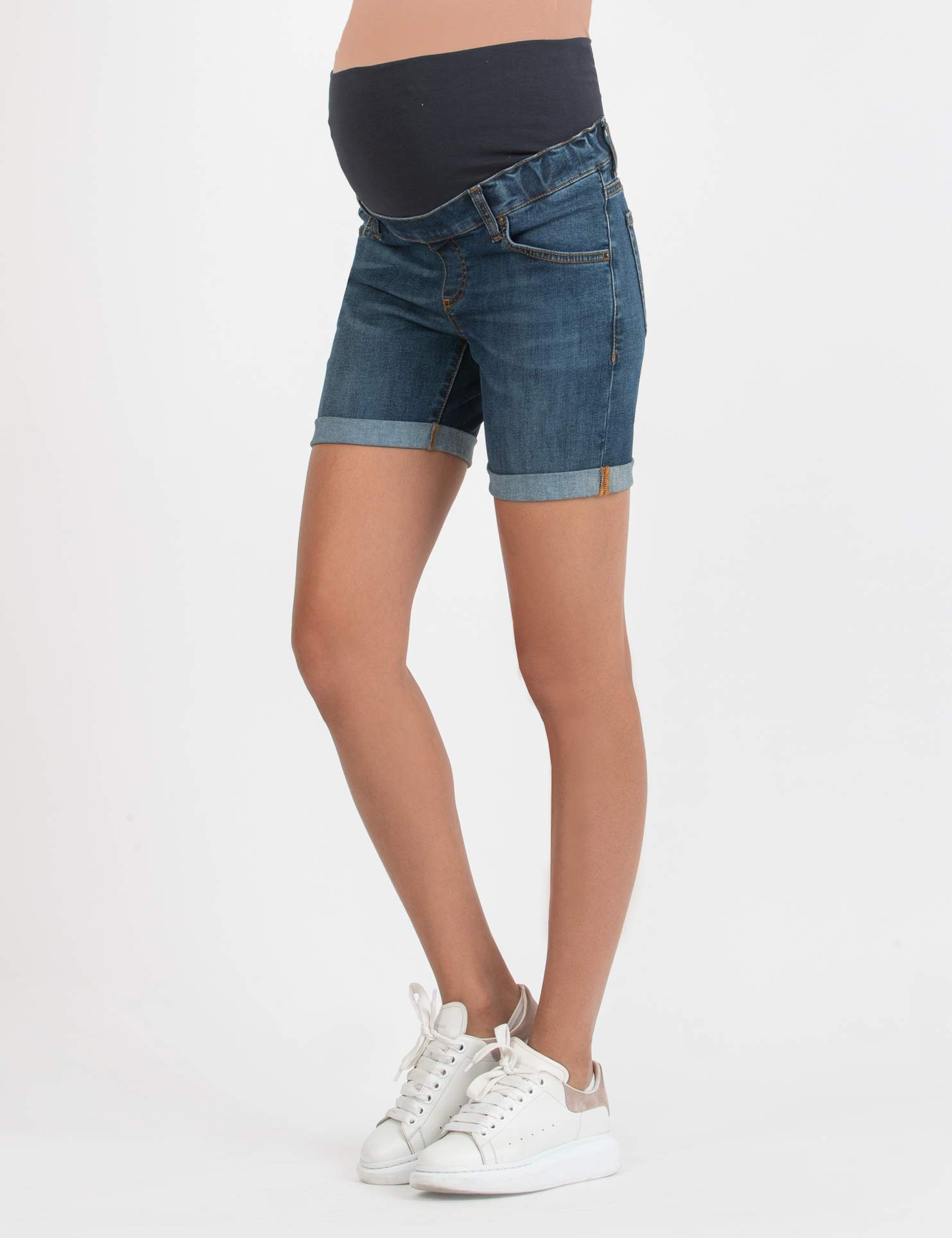 FRIDA - Pantaloncini Premaman Skinny in Denim Stretch (Blu)