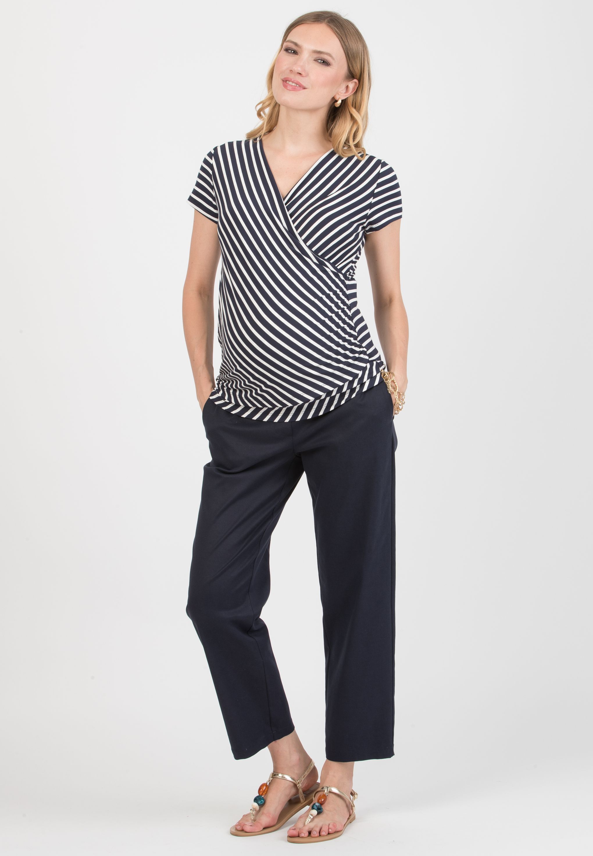 CHARLIE – Maternity Balloon-Fit Trousers in Lyocell (Blu)