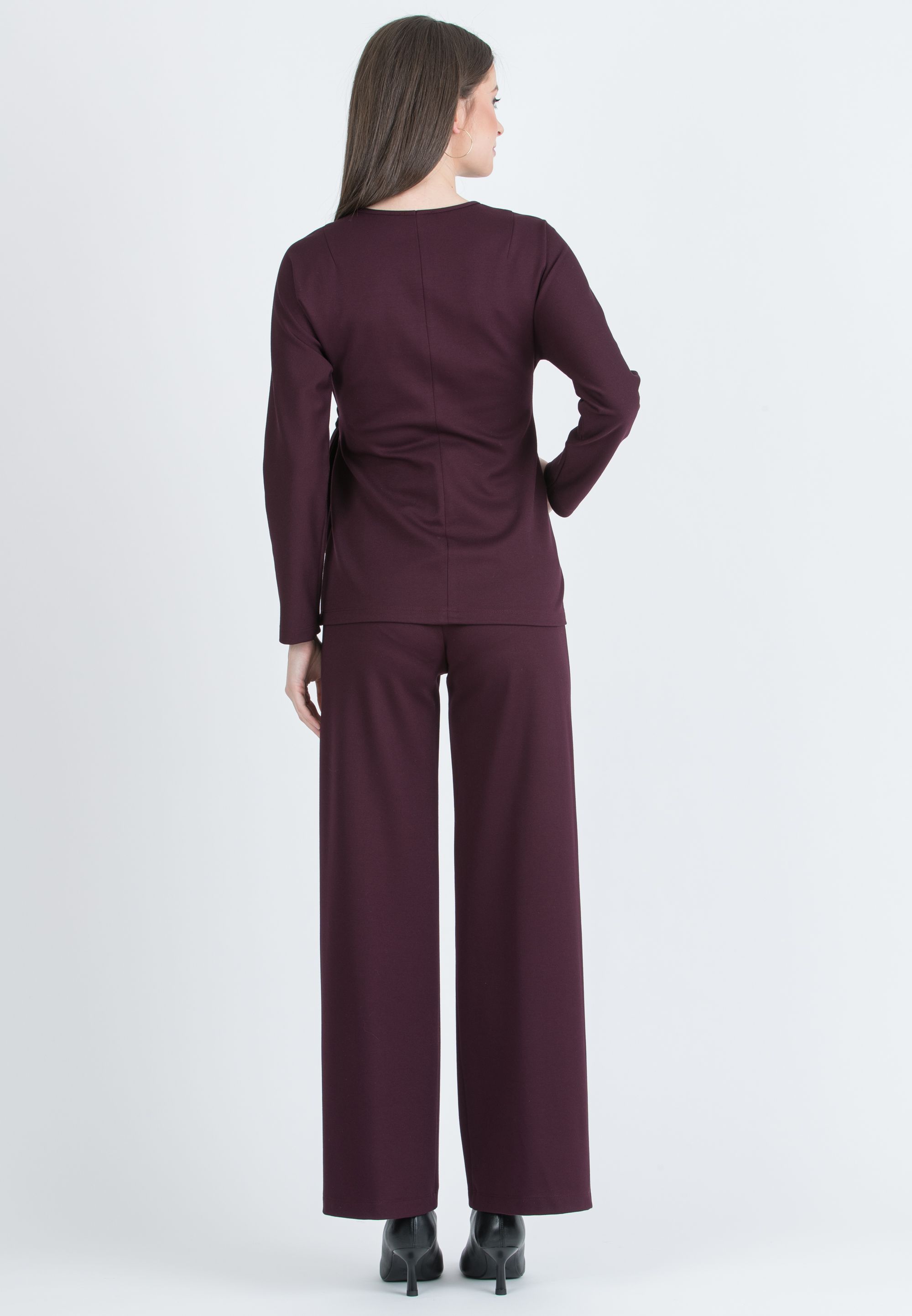 KIMBERLY - Maternity trousers in Diagonal Ponte Fabric (Bordeaux)