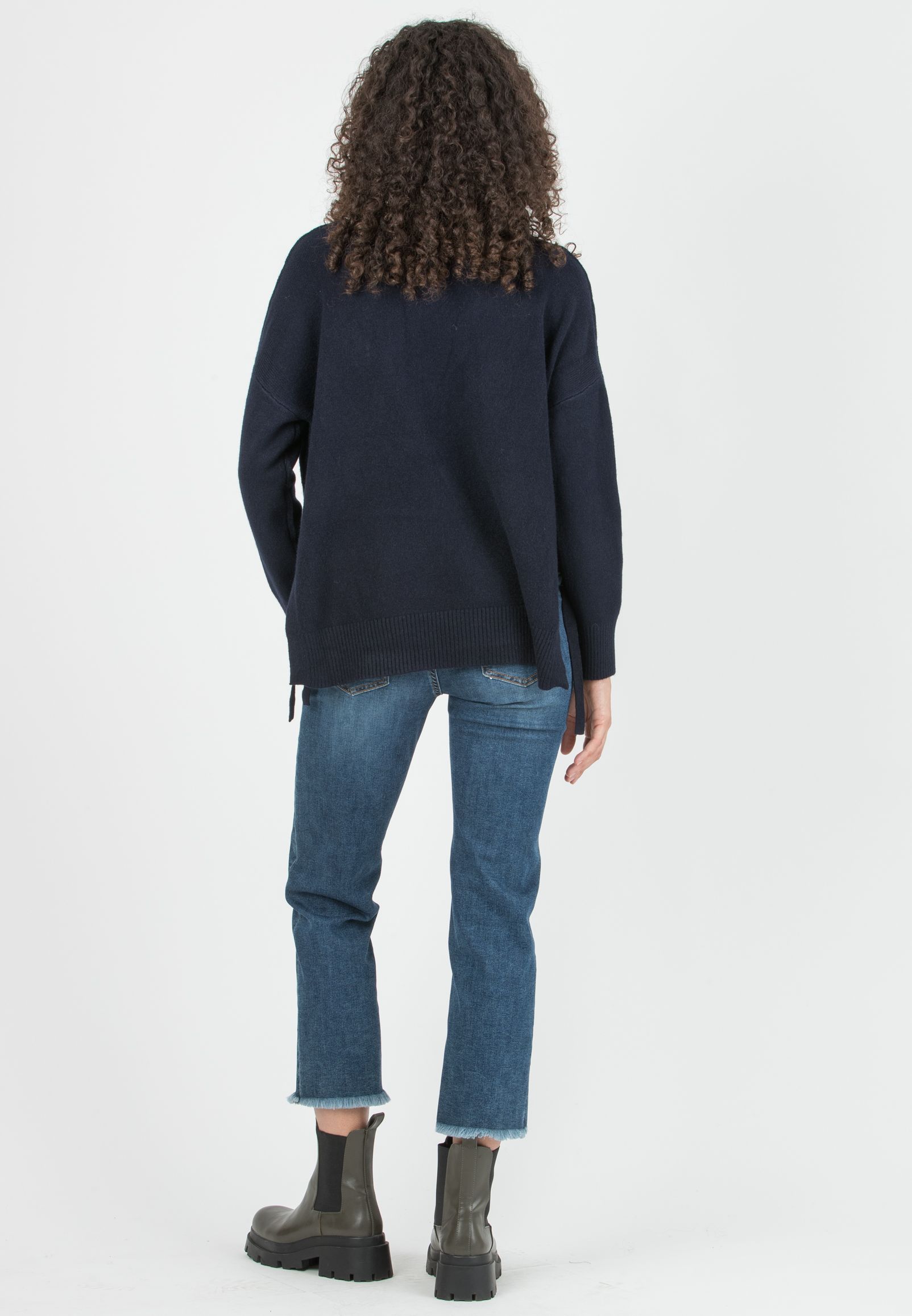 ALLISON -  Maternity & Nursing Wool Blend Sweater with Side Openings (Blu)