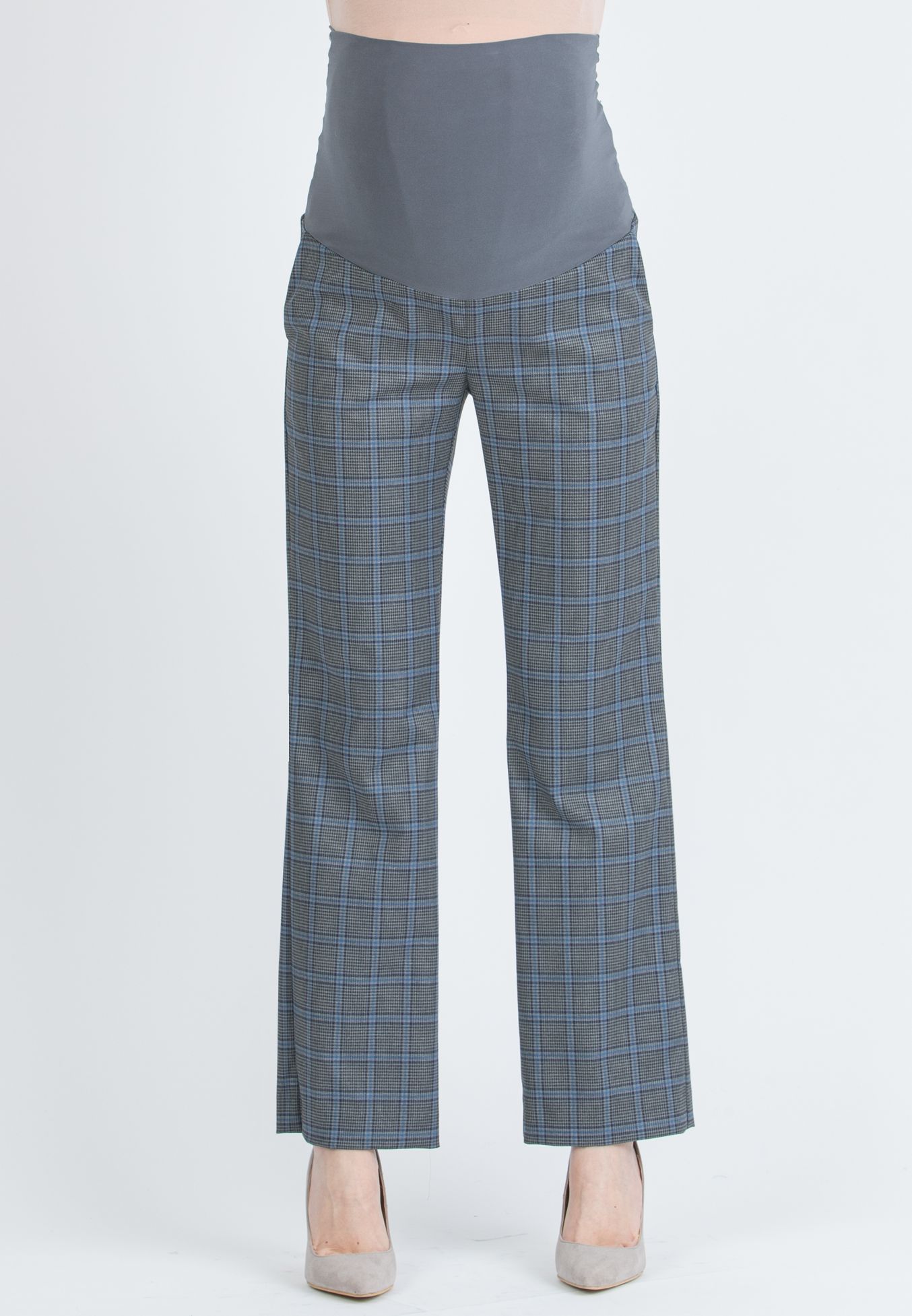 ALEX – Maternity Trousers in Patterned Fabric (Azzurro Polvere)