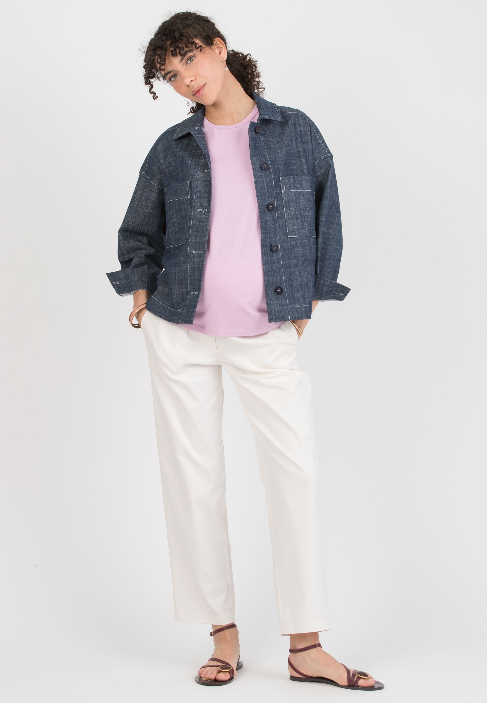 CHARLIE – Maternity Balloon-Fit Trousers in Lyocell (Avorio)