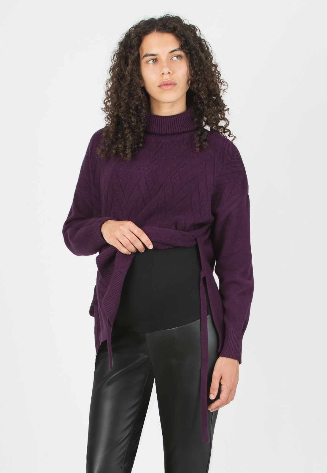 ALLISON -  Maternity & Nursing Wool Blend Sweater with Side Openings (Vinaccia)