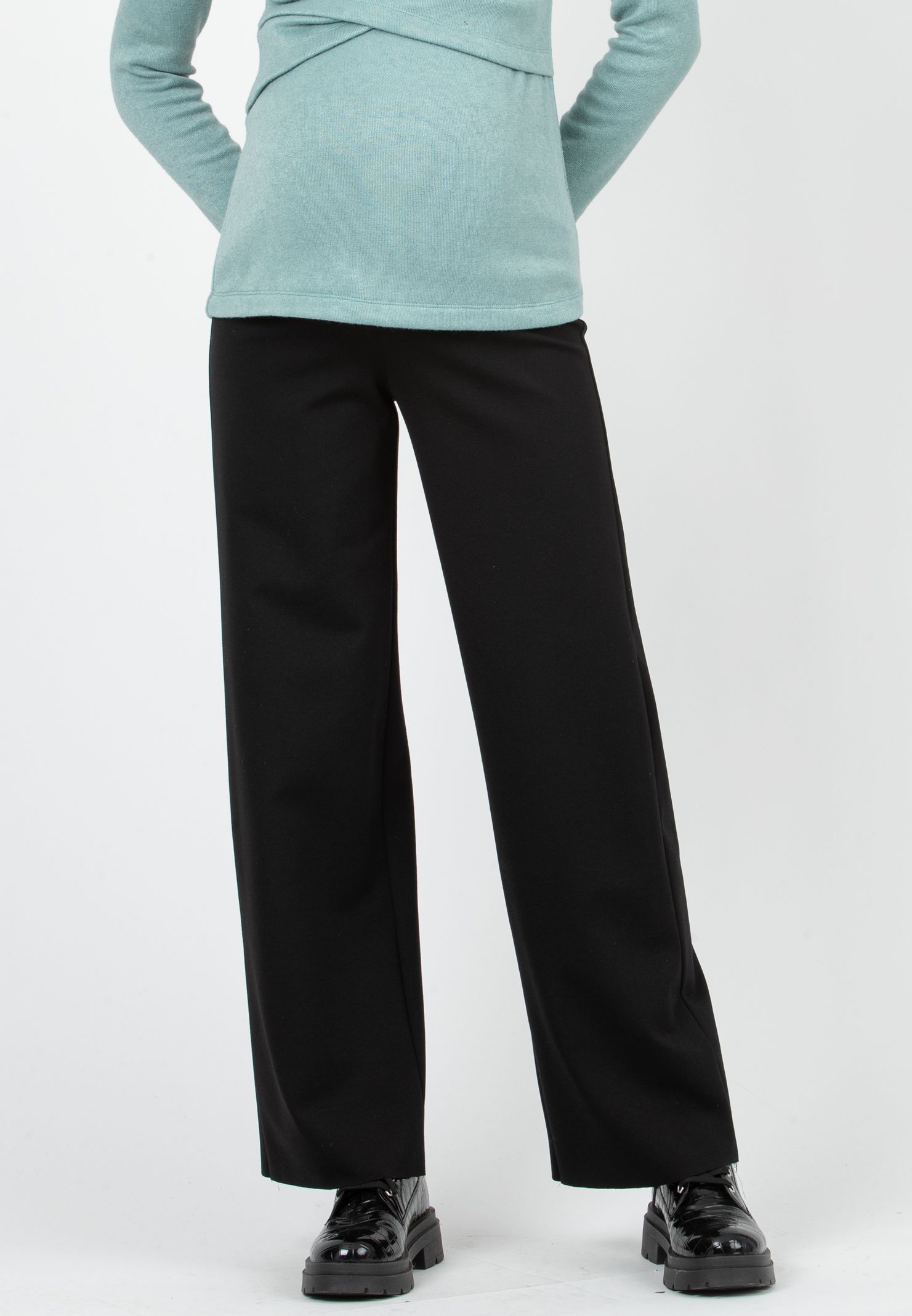 KIMBERLY P - Pantalone Premaman Palazzo in Punto Milano Invernale (Nero)