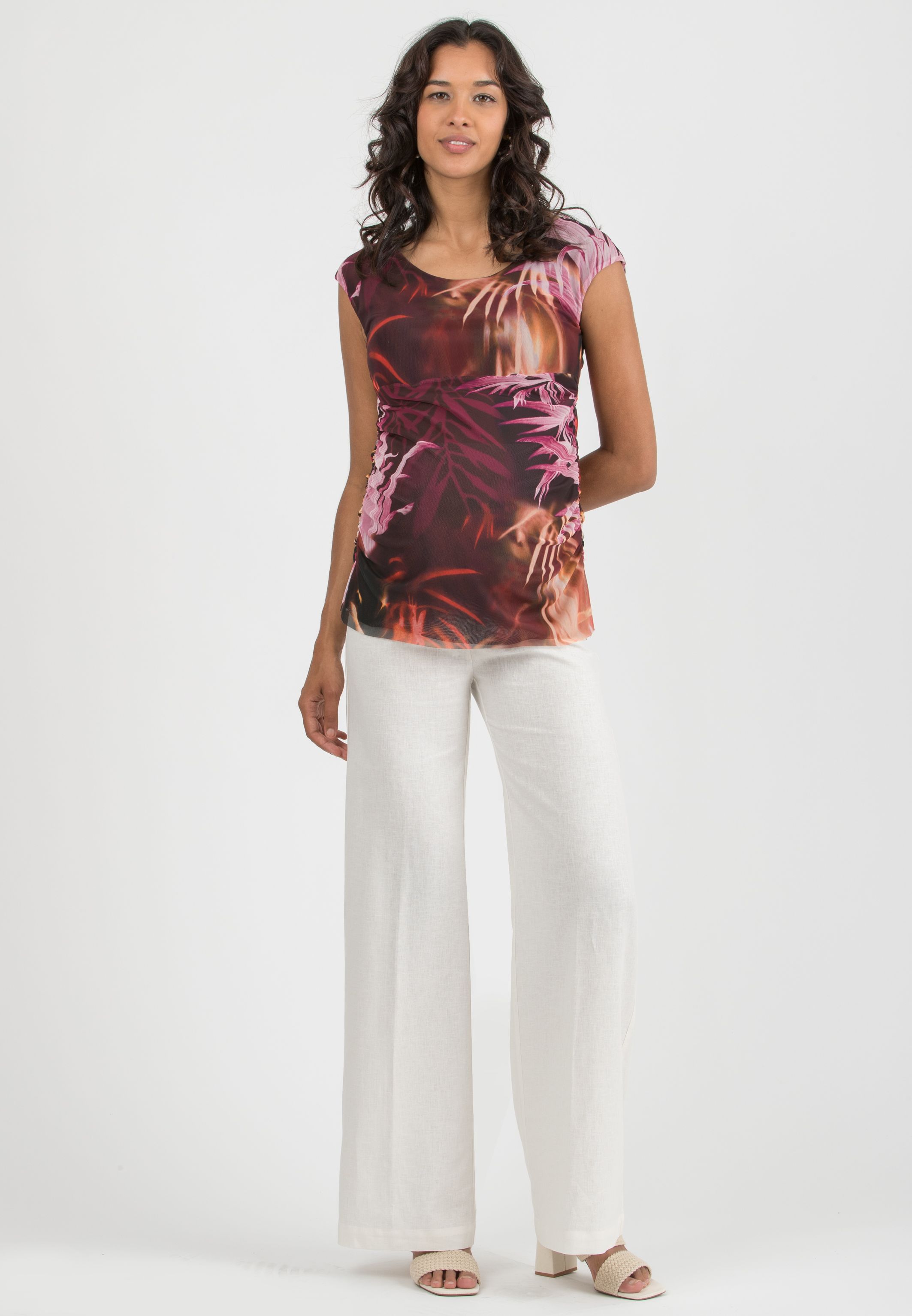 WINONA L - Maternity Palazzo Linen Trousers (Bianco  Ottico)