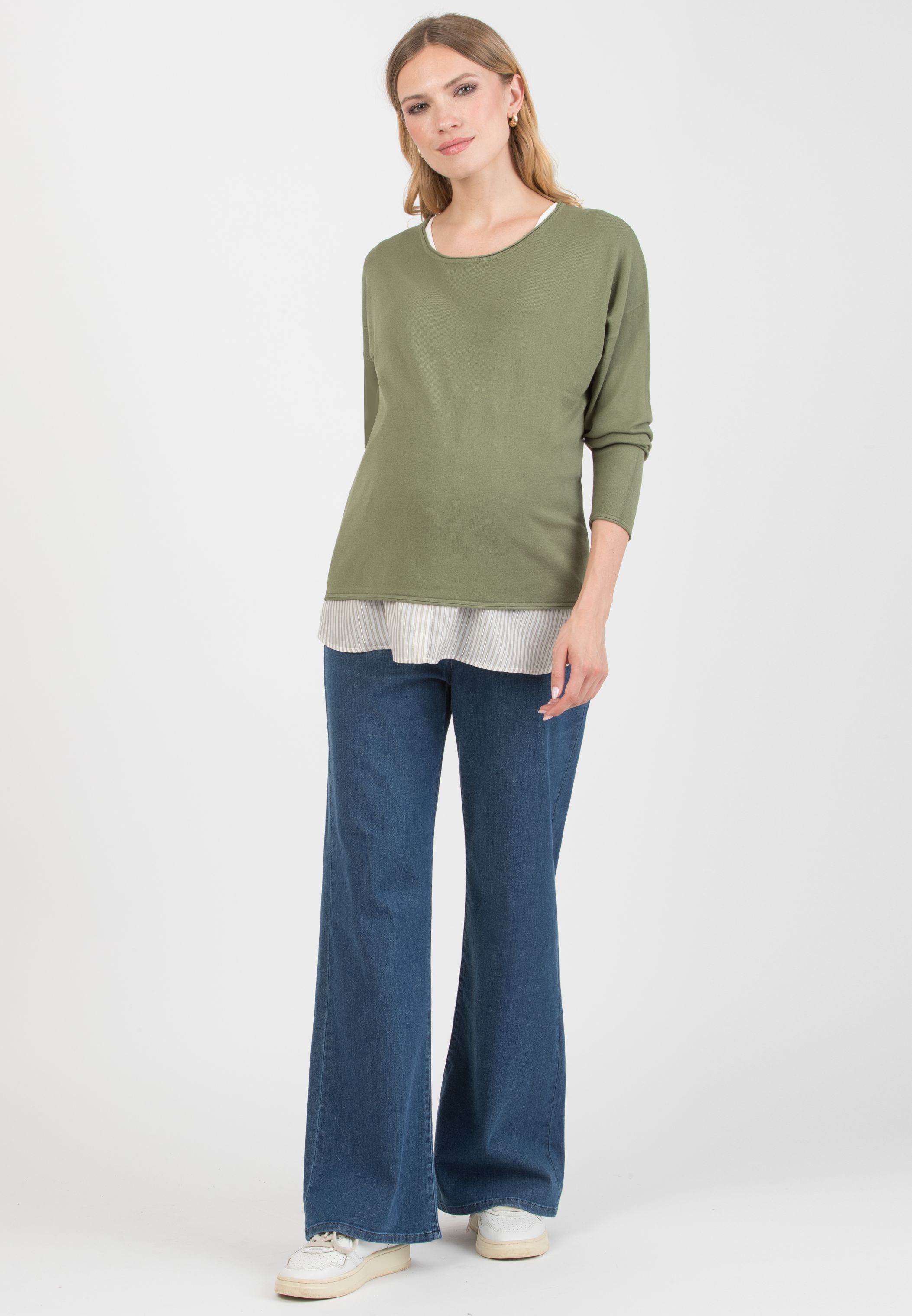 NOAH - Wide Leg Maternity Jeans in Denim (Blu)