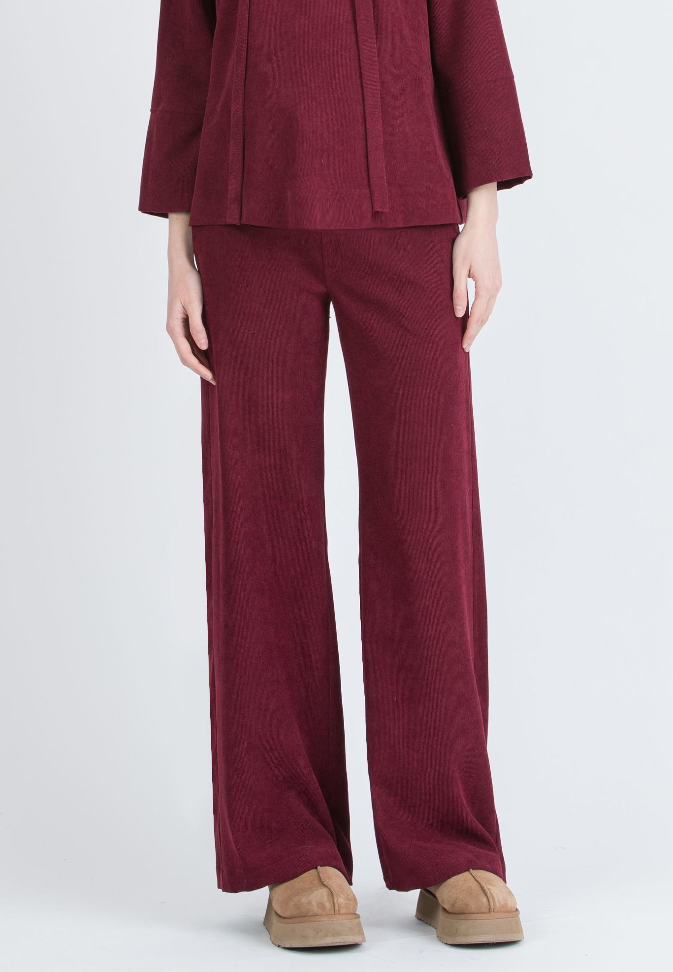 WINONA V - Palazzo Maternity Trousers in Soft Corduroy (Bordeaux)