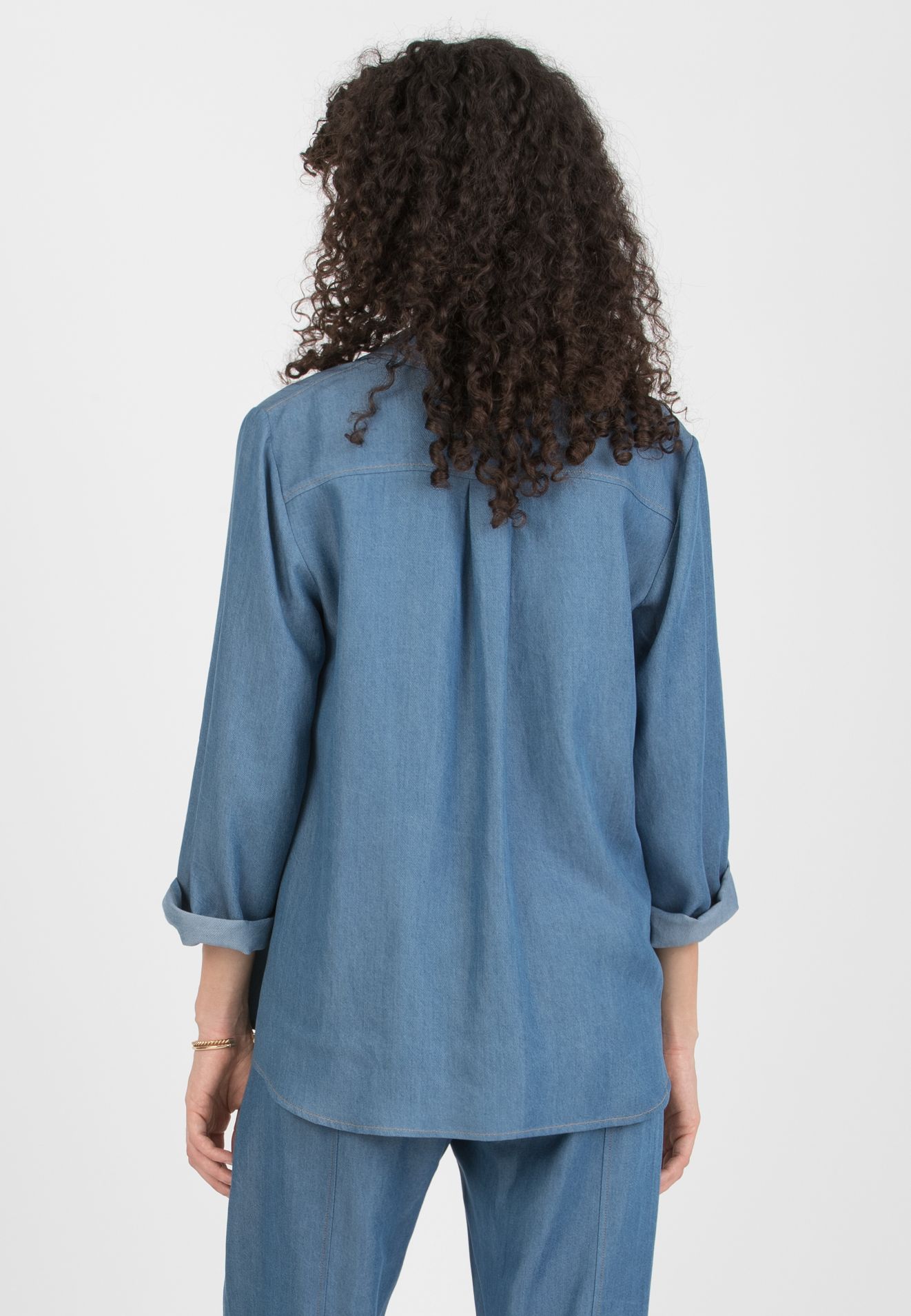 DEBORAH - Maternity & Nursing  Lyocell  Shirt with Denim Effect (Denim)