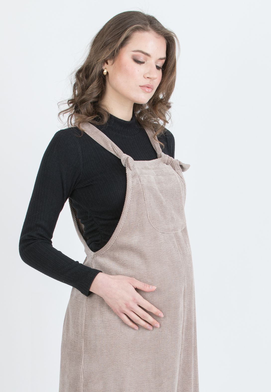 PAMELA – Maternity Corduroy Pinafore (Tortora)