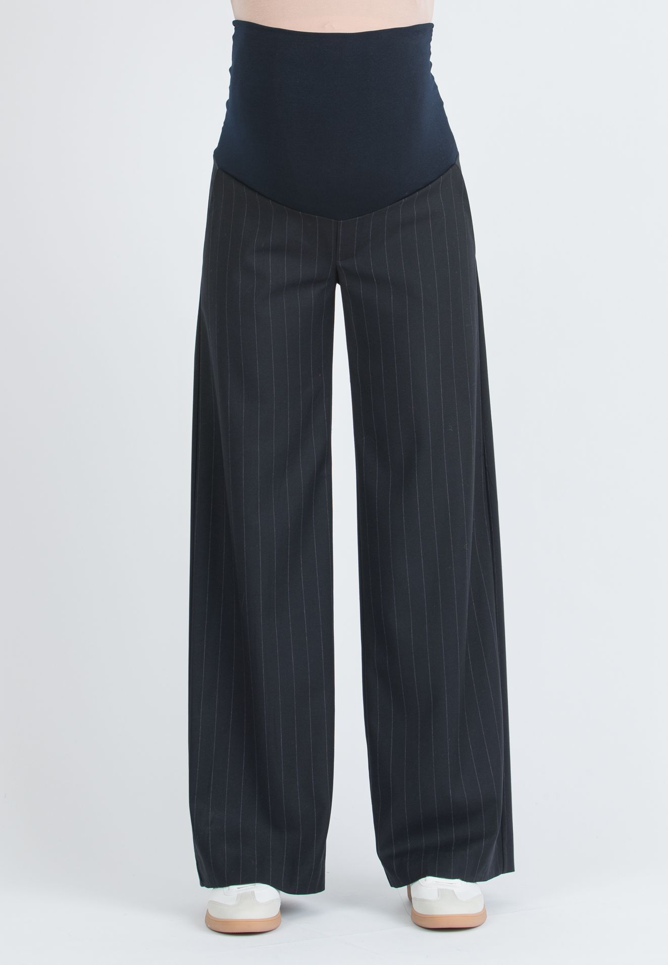 WINONA G – Maternity Pinstripe Palazzo Trousers (Blu)