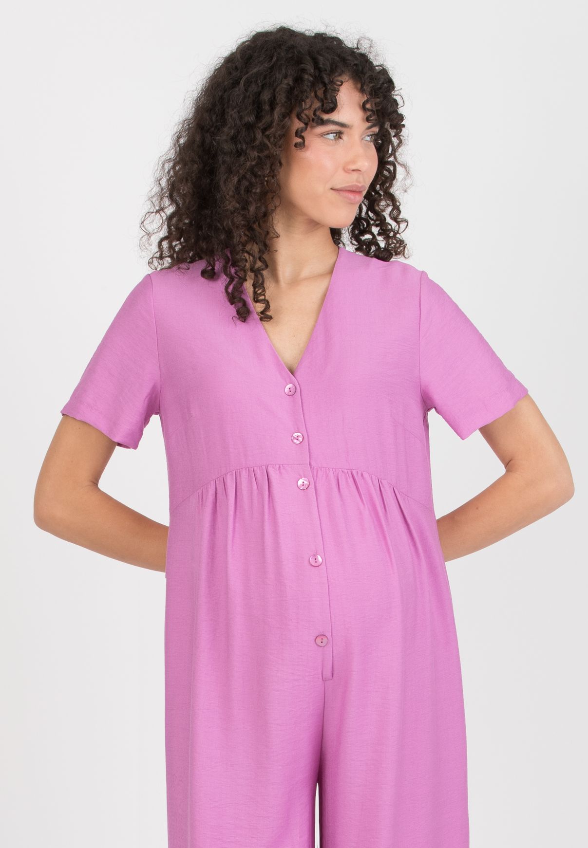 VIVIENNE - Maternity & Nursing Viscose Jumpsuit with Front Buttons (Ciclamino)