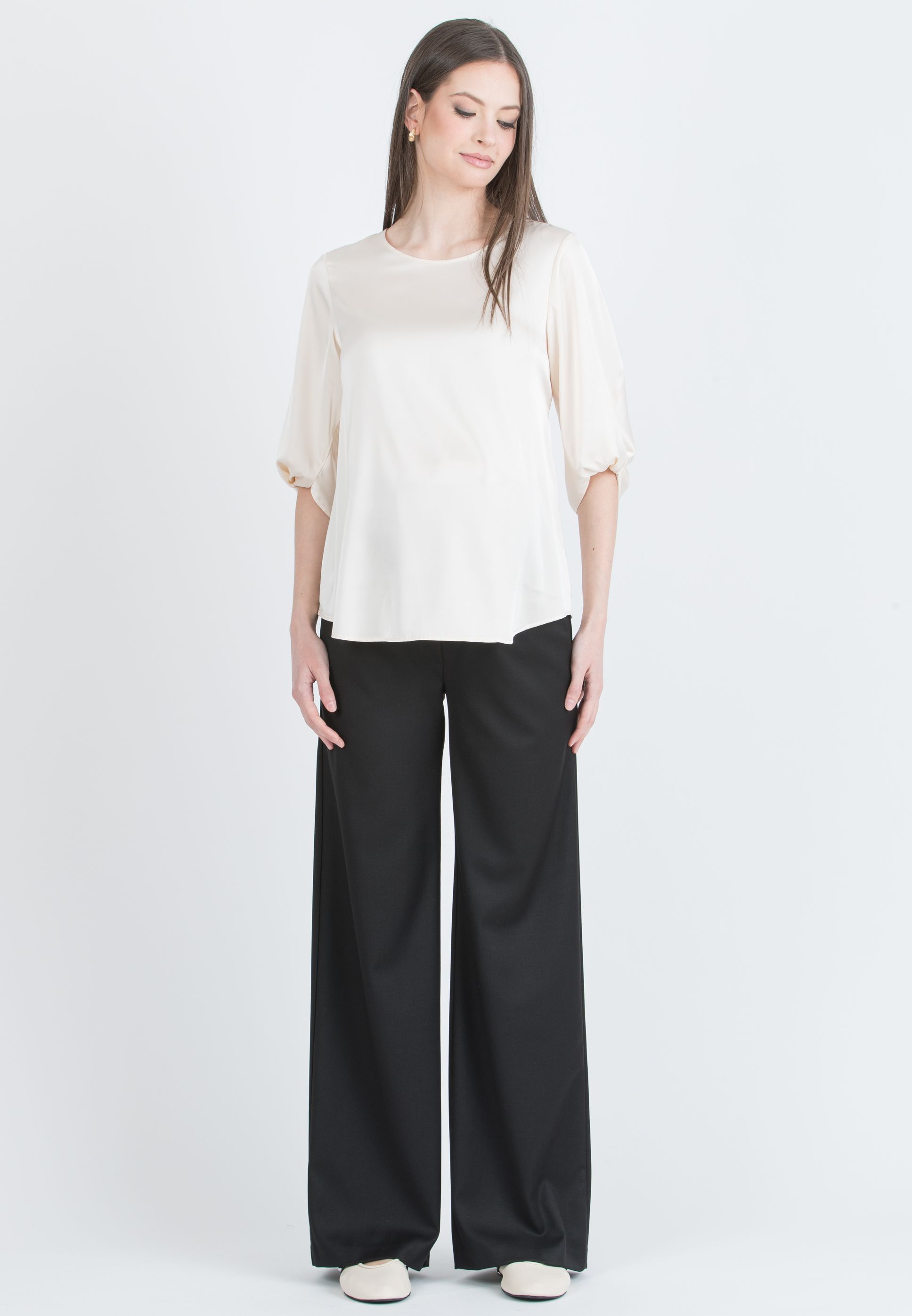 NAOMI P - Tailored Palazzo Trousers (Nero)