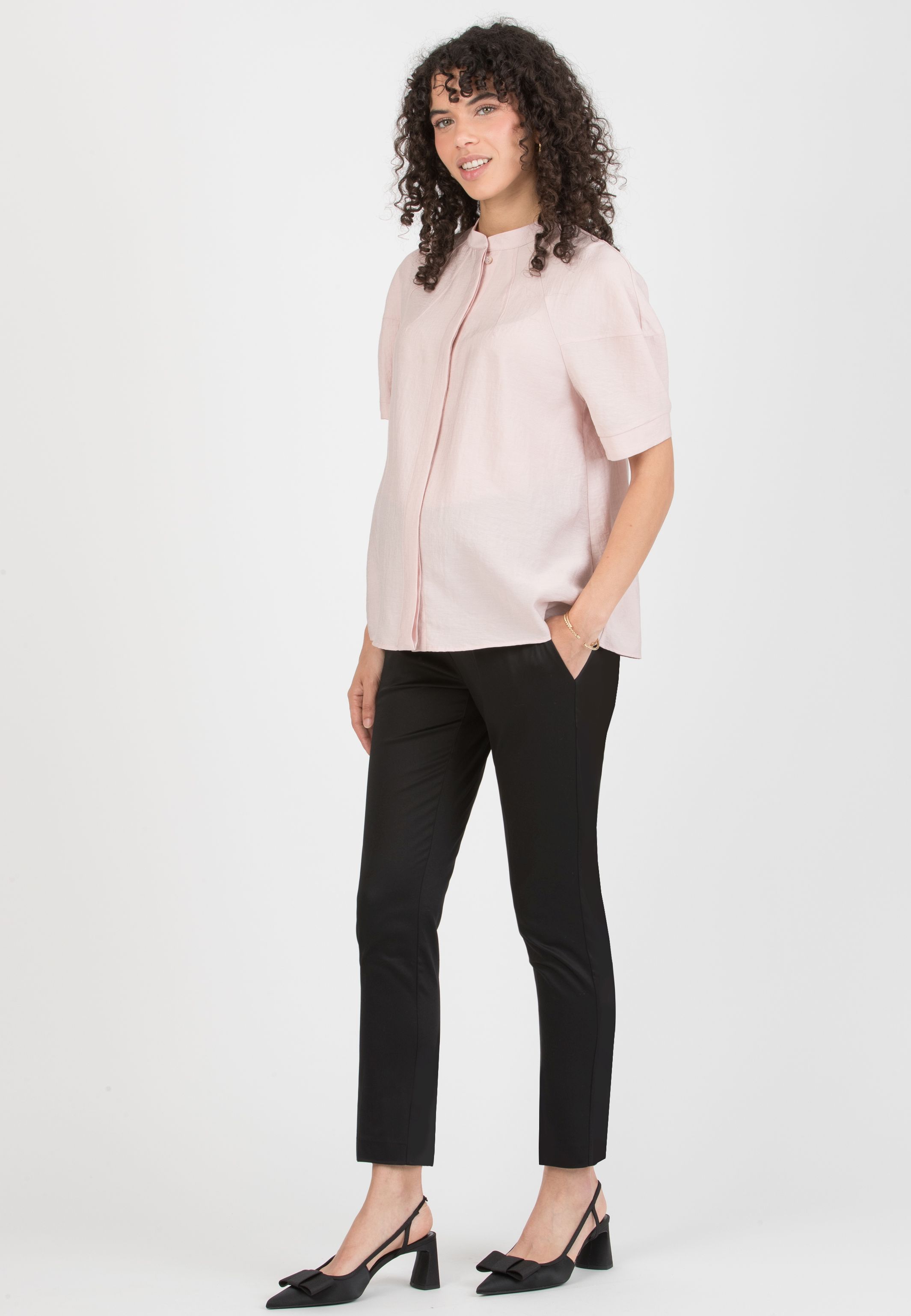NICKI – Maternity & Nursing Blouse with Balloon Sleeves (Rosa)