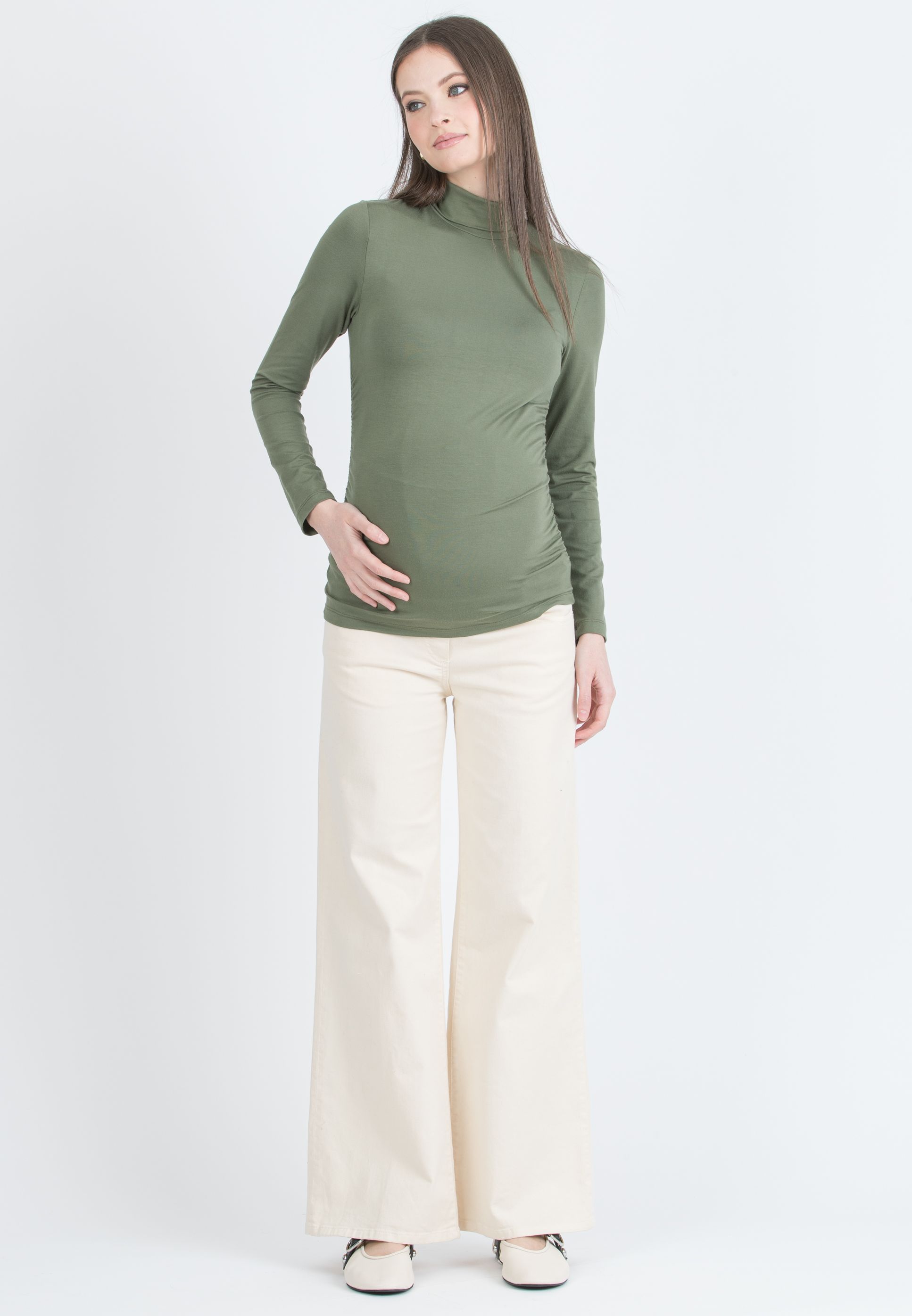 LARA – Lupetto Premaman in Jersey Elasticizzato (Verde Militare)