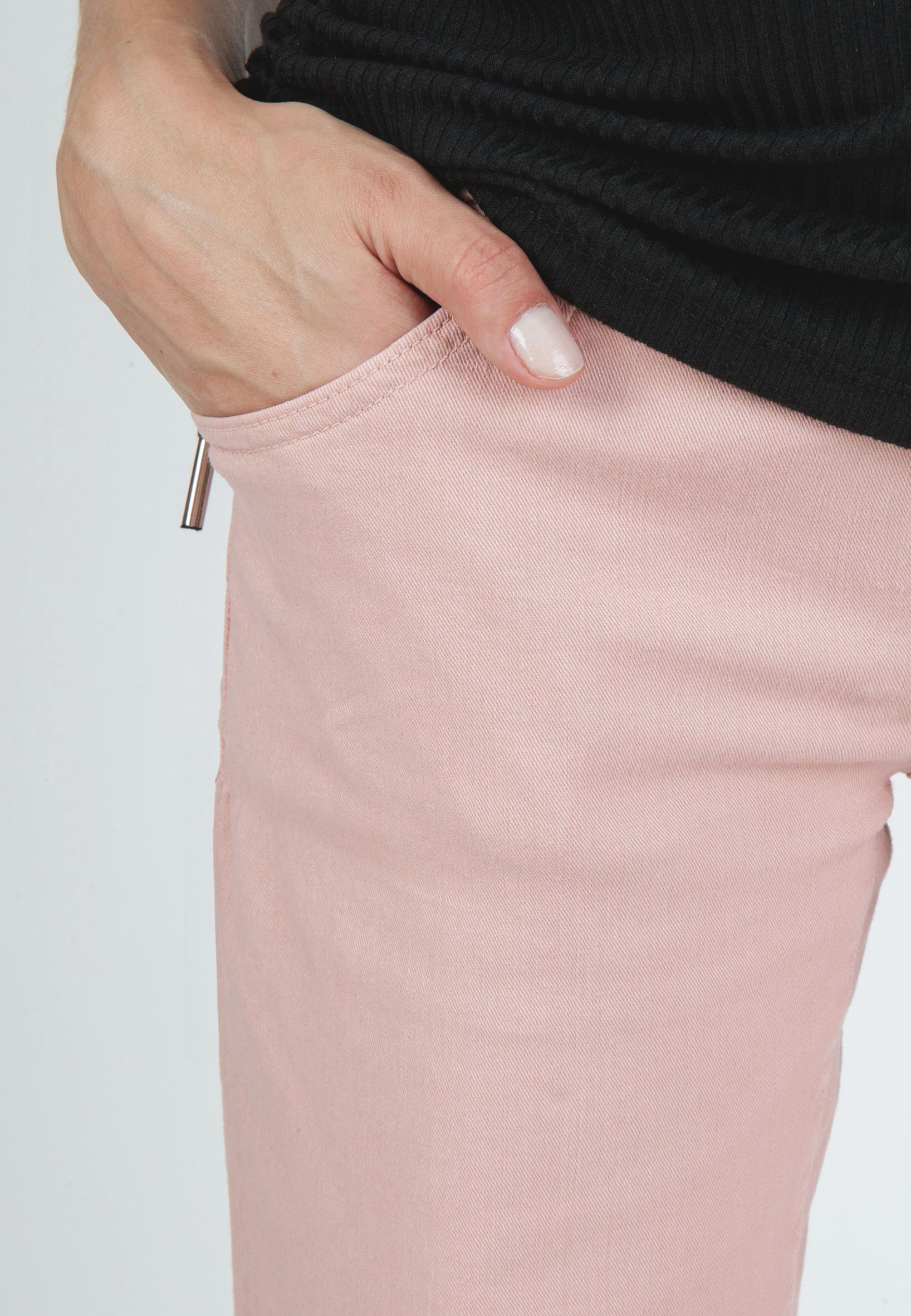 GIADA - Colorful Maternity Straight Jeans with Fringed Hem (Rosa)