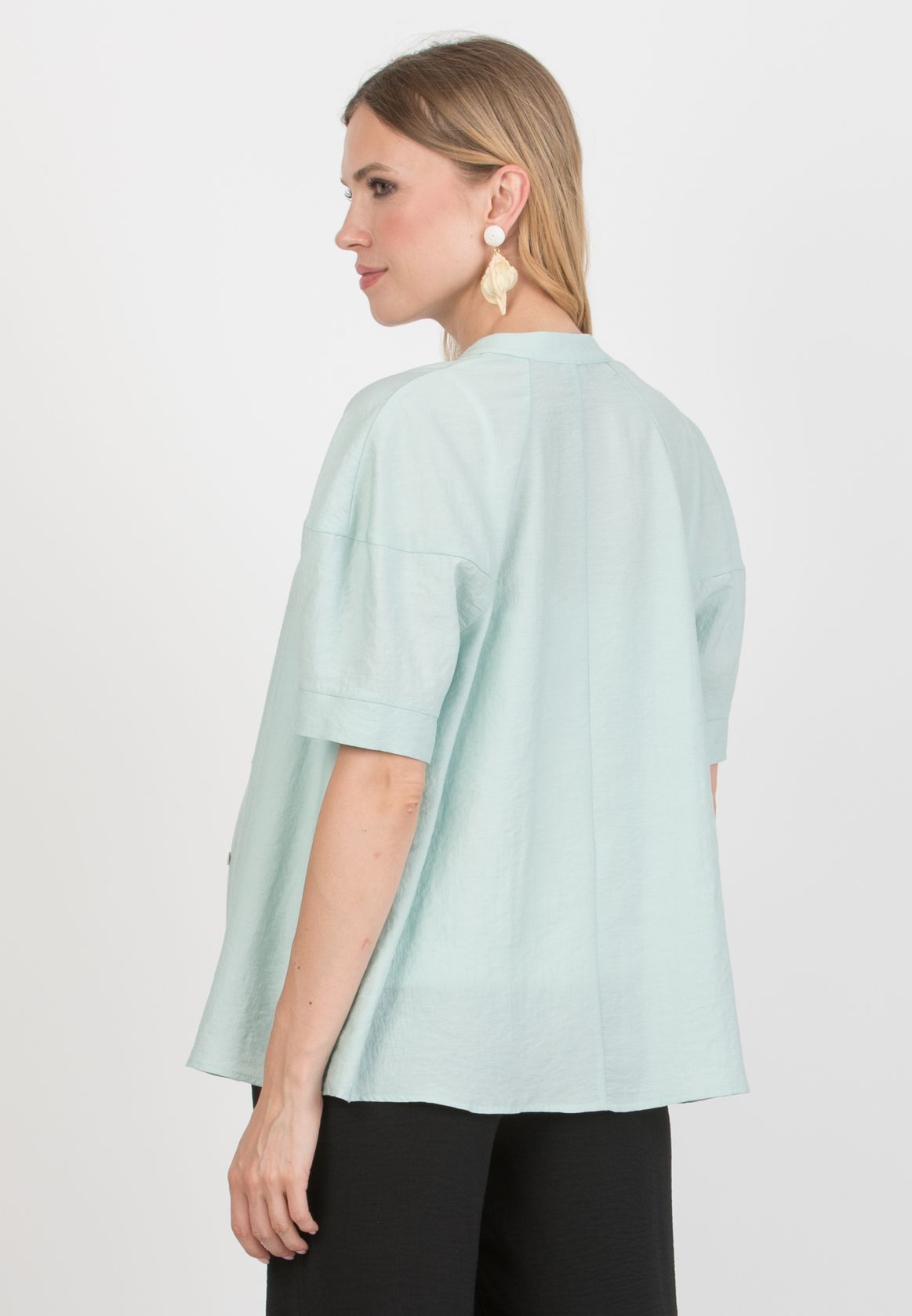 NICKI – Maternity & Nursing Blouse with Balloon Sleeves (Verde Chiaro)