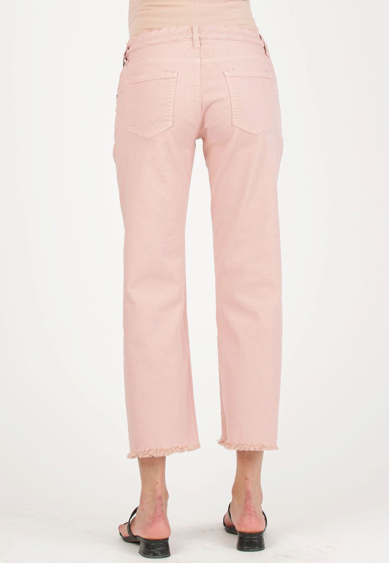 GIADA - Colorful Maternity Straight Jeans with Fringed Hem (Rosa)