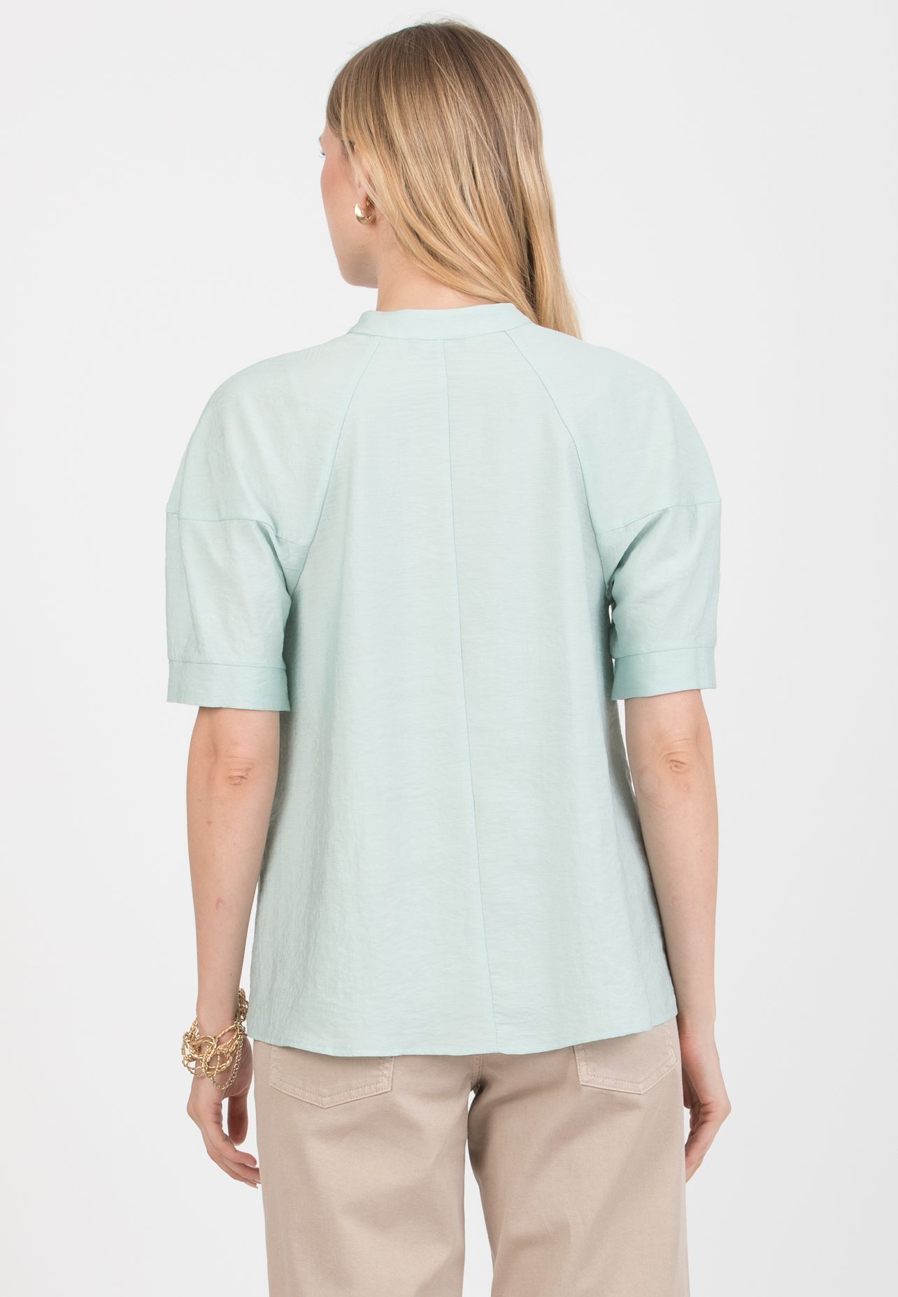 NICKI – Maternity & Nursing Blouse with Balloon Sleeves (Verde Chiaro)