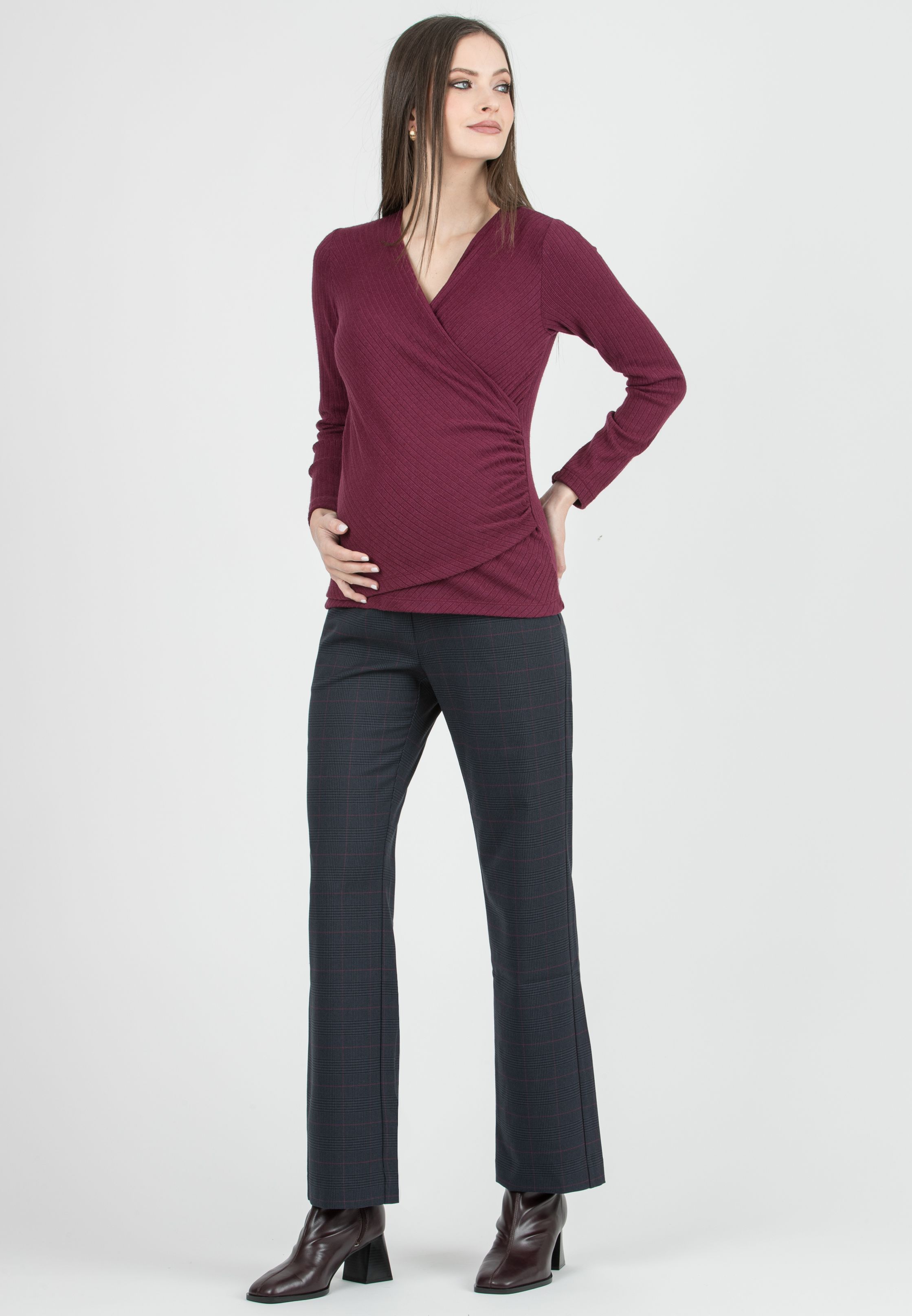 ALEX – Maternity Trousers in Patterned Fabric (Ciclamino)