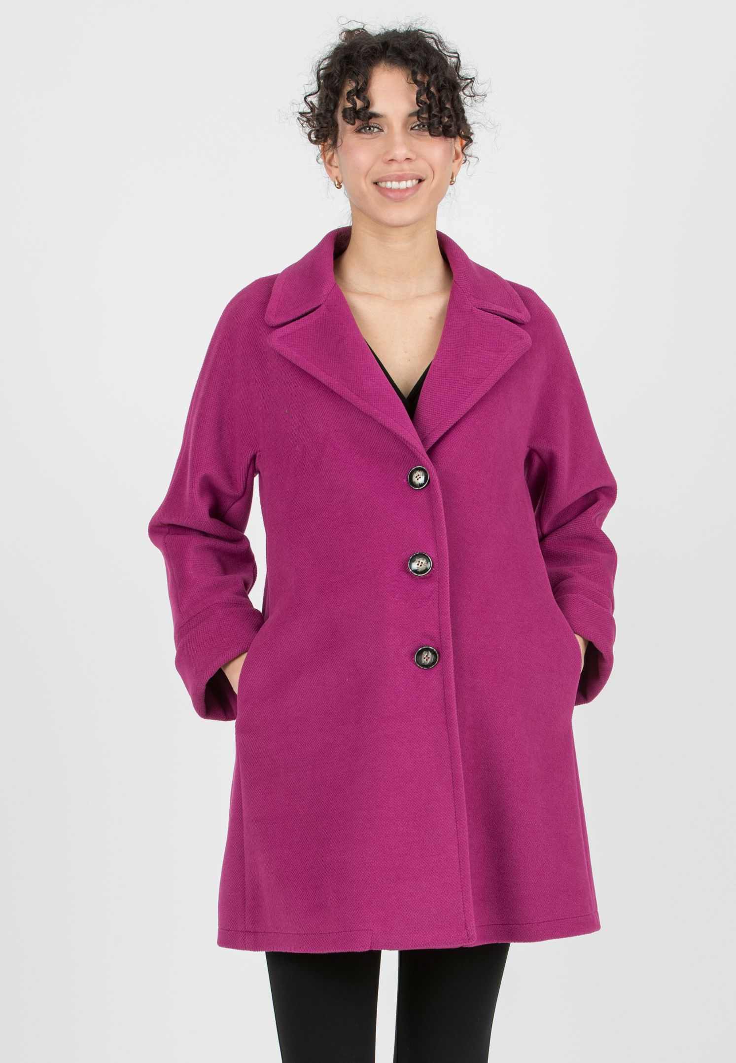 Maternity Kimono Coat with Lapel Collar (Ciclamino)